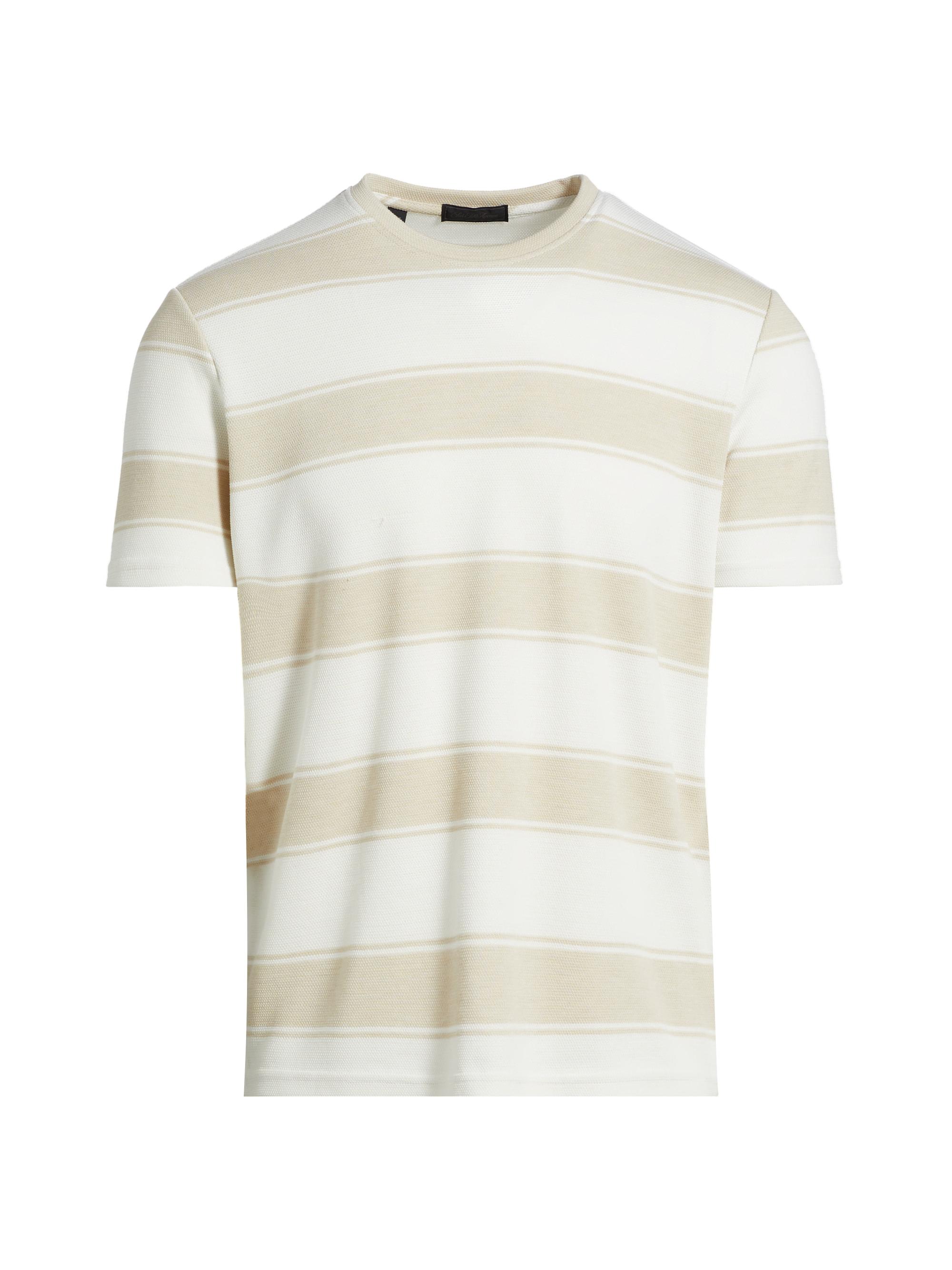 Saks Fifth Avenue Men's Striped Crewneck T-Shirt - White Beige