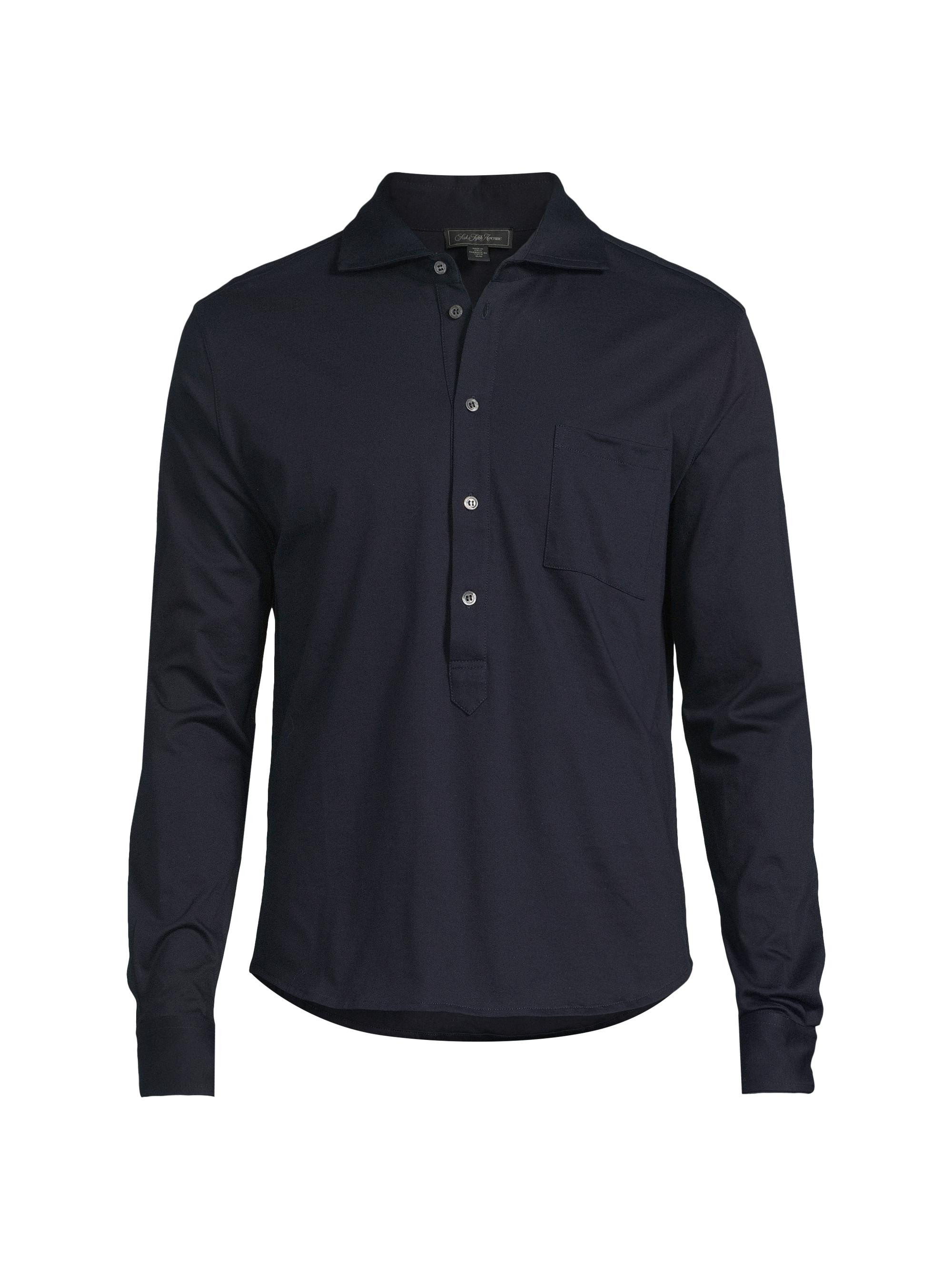 Saks Fifth Avenue Men's Polo Long-Sleeve Shirt - Navy