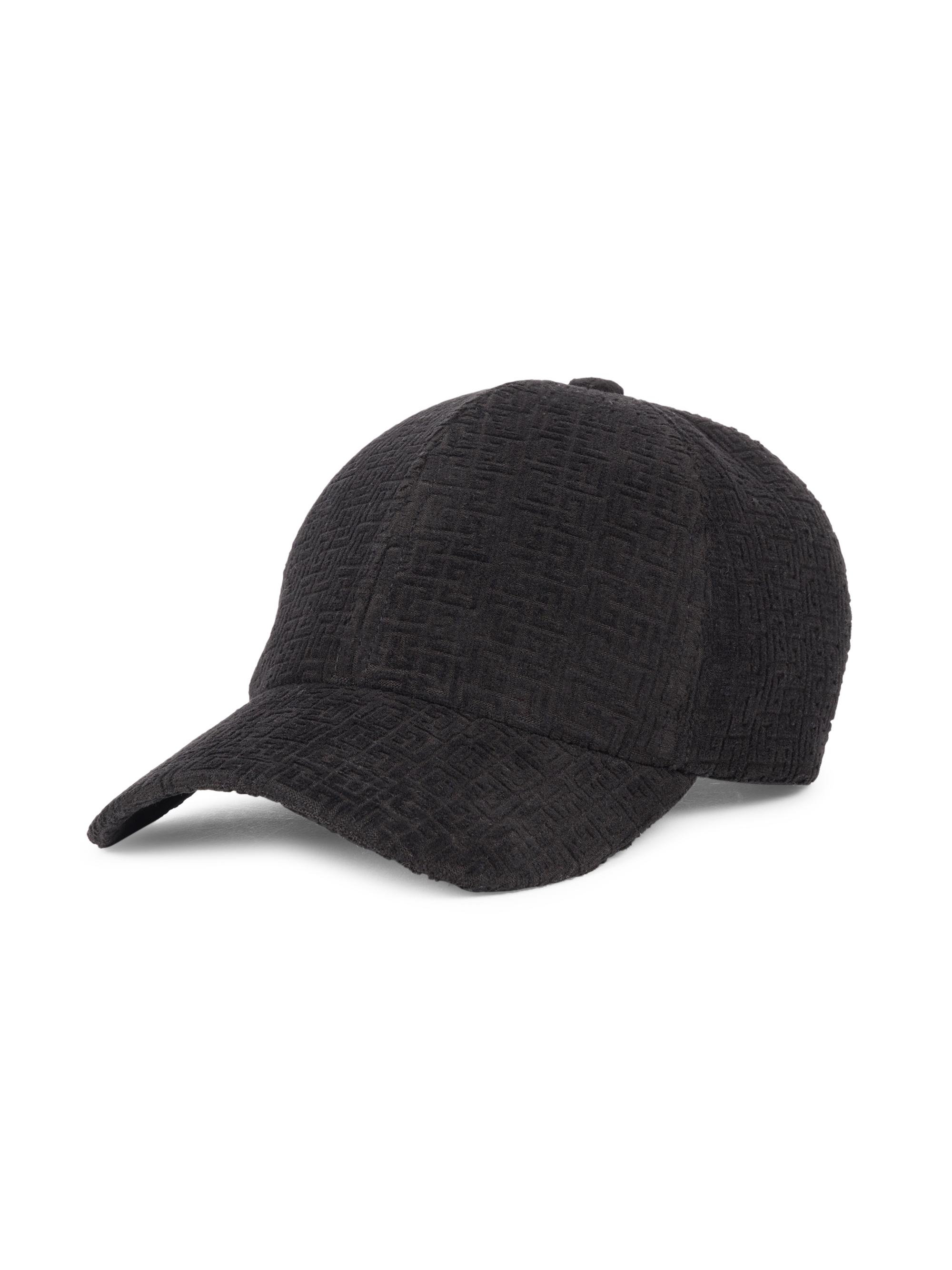Balmain Men's Velvet Monogram Cotton Baseball Cap - Black