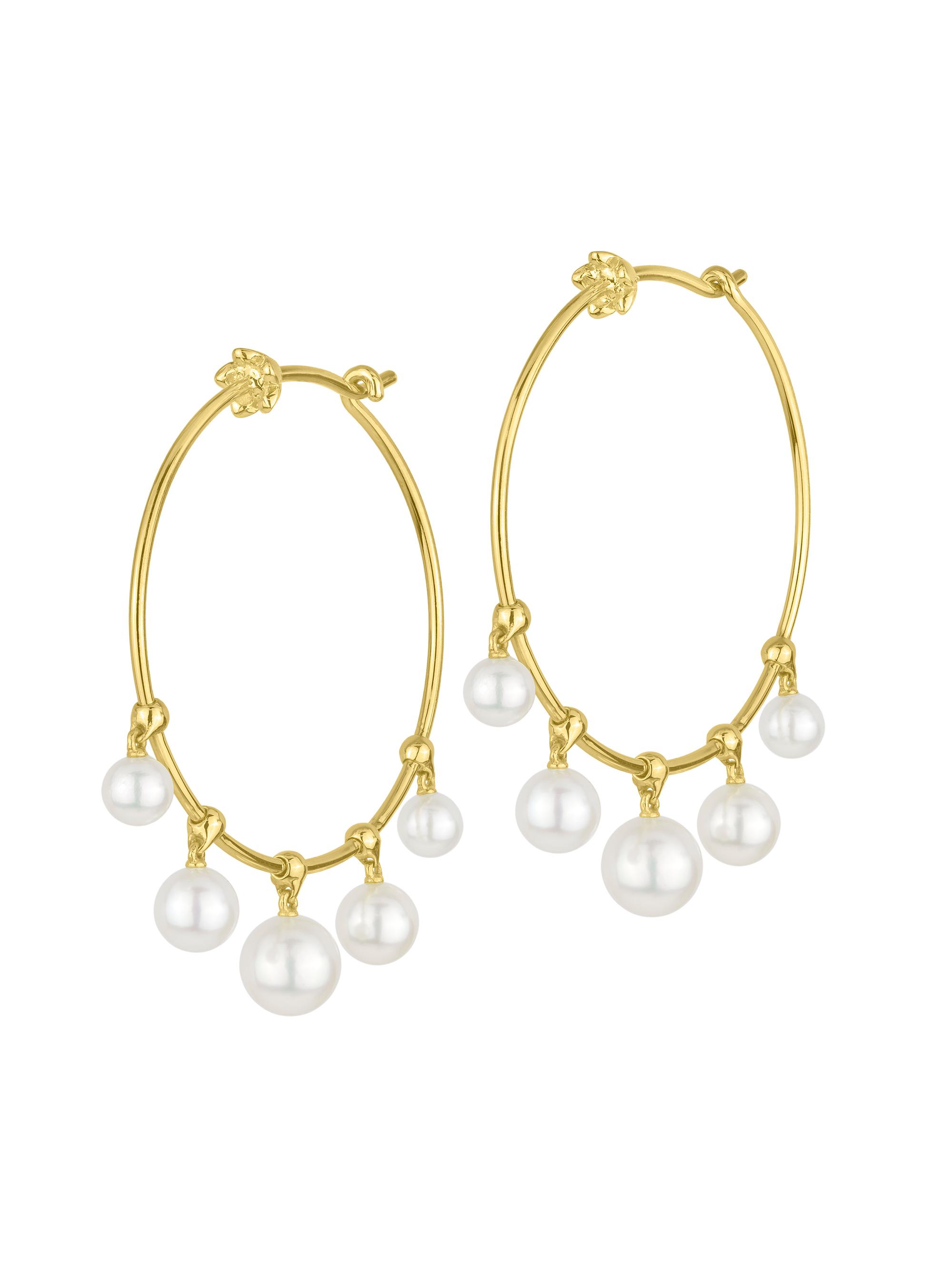 Paul Morelli Women's Wind Chime 18K Yellow Gold & Akoya Pearls Hoop Earrings - Yellow Gold