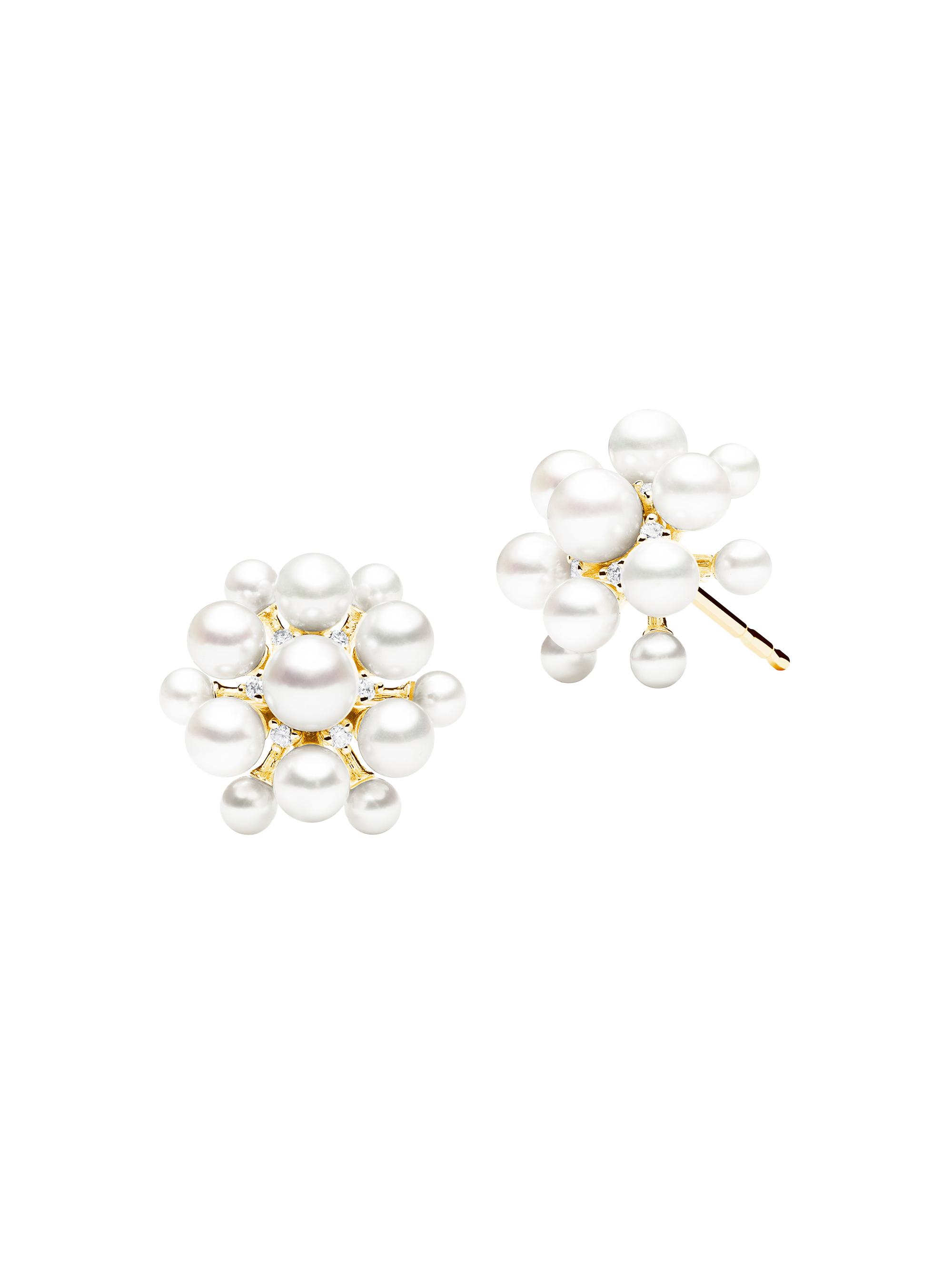 Paul Morelli Women's Sequence Orbit 18K Yellow Gold, Akoya Pearl & 0.15 TCW Diamond Stud Earrings - White