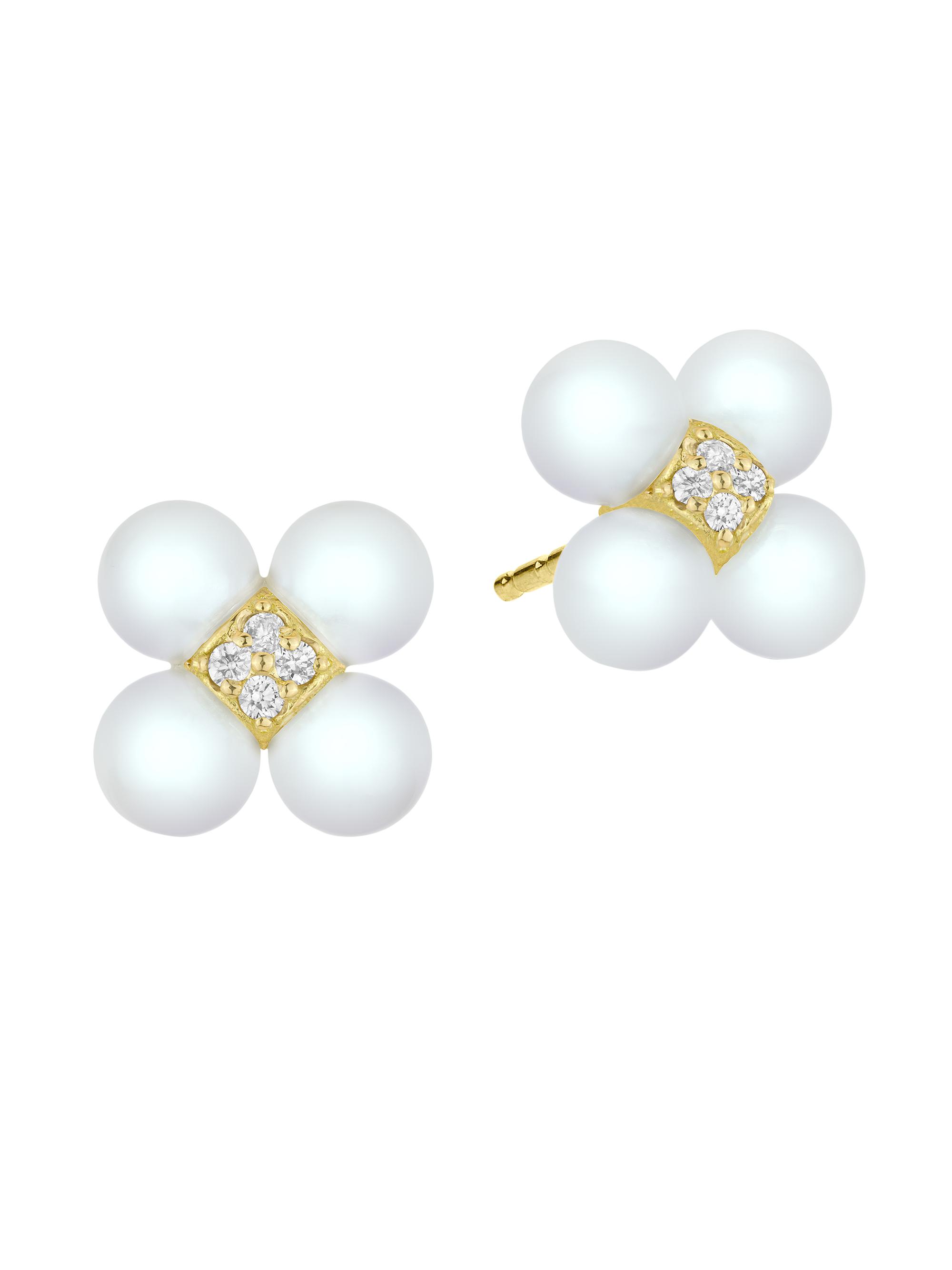 Paul Morelli Women's Sequence 18K Yellow Gold, Akoya Pearl & 0.11 TCW Diamond Stud Earrings - Yellow Gold