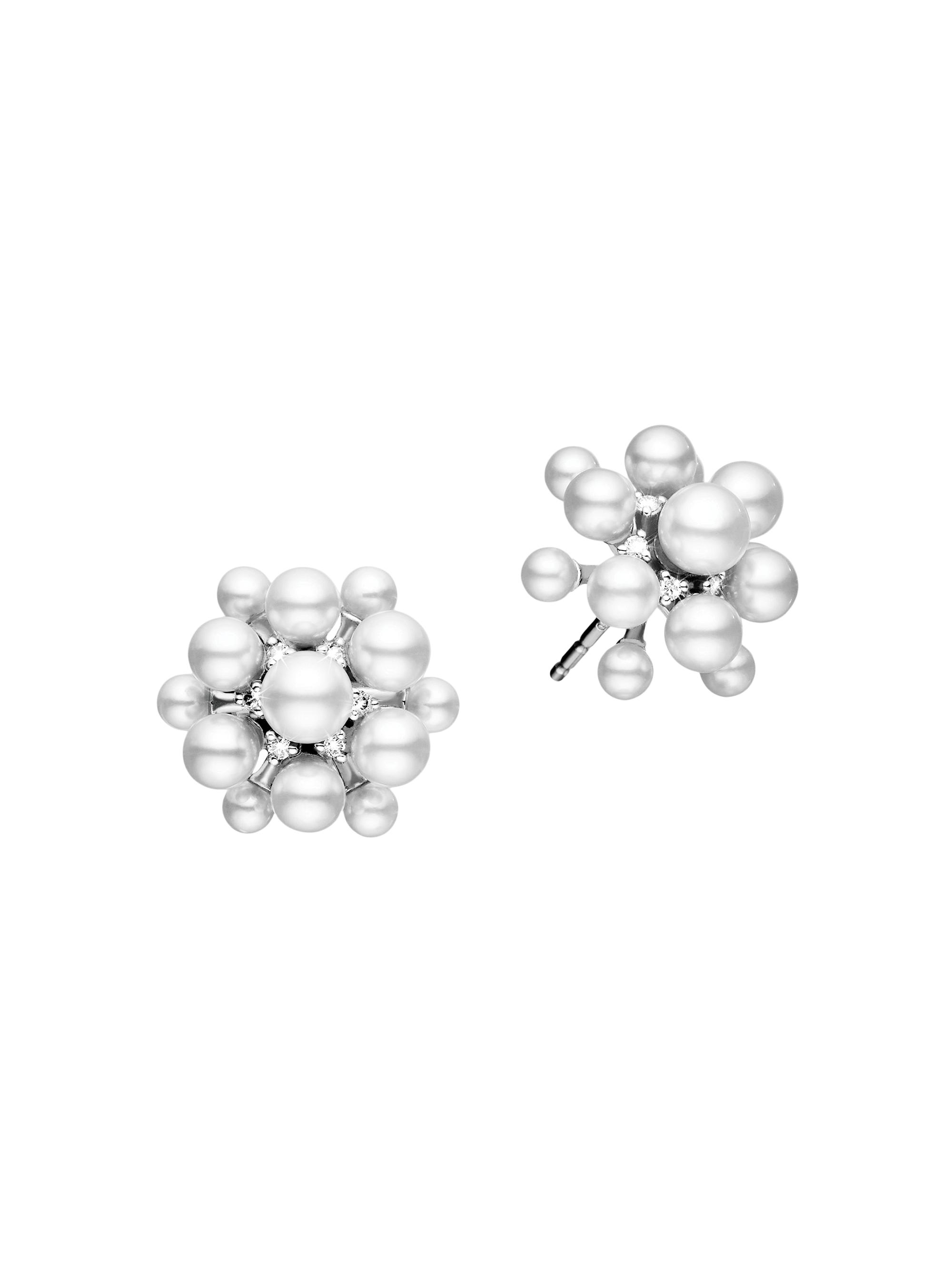 Paul Morelli Women's Sequence Cluster 18K White Gold, Akoya Pearl & 0.15 TCW Diamond Stud Earrings - White Gold
