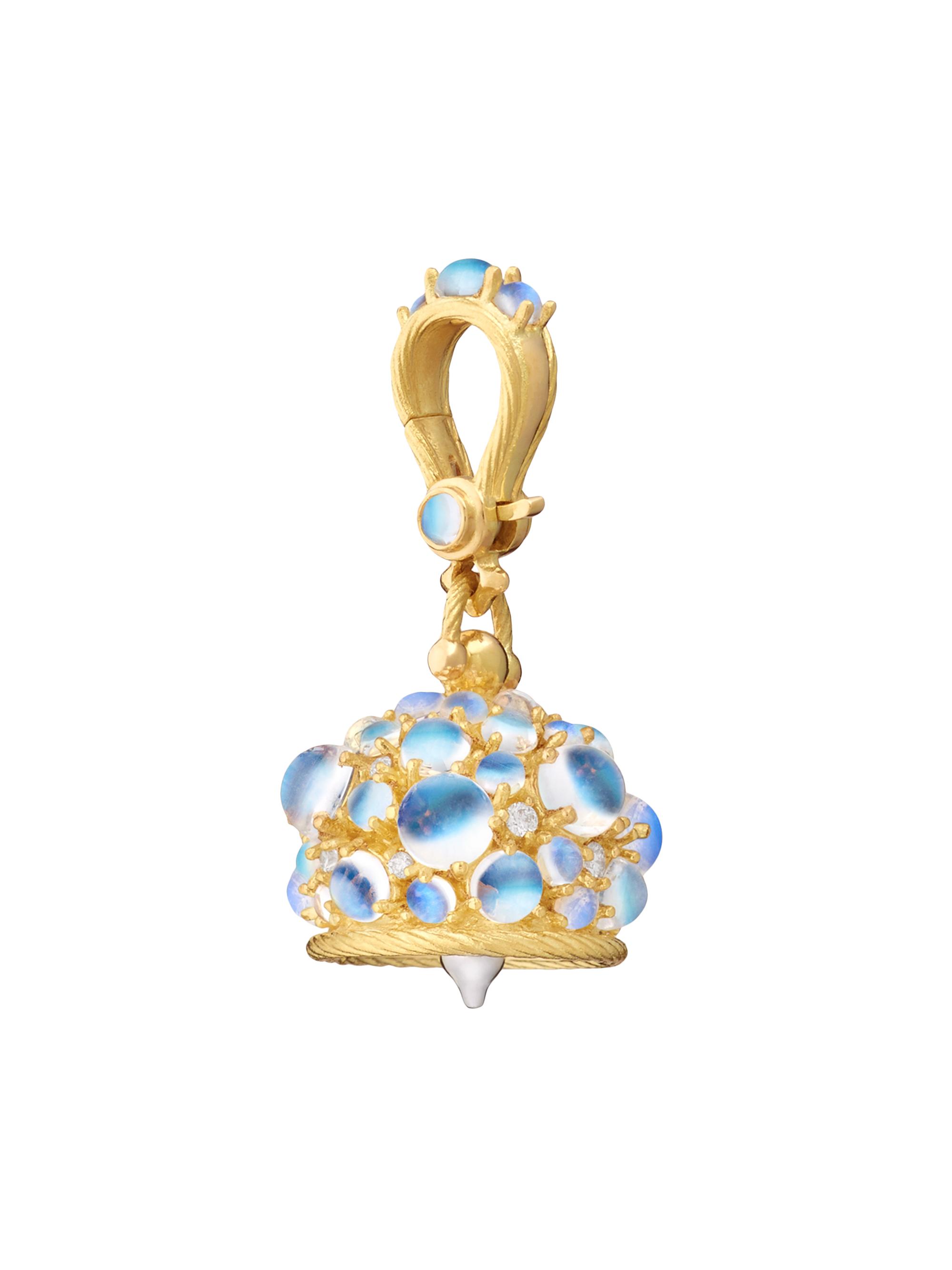 Paul Morelli Women's Meditation Bells 18K Yellow Gold, Blue Moonstone & 0.19 TCW Diamond Pendant - Yellow Gold