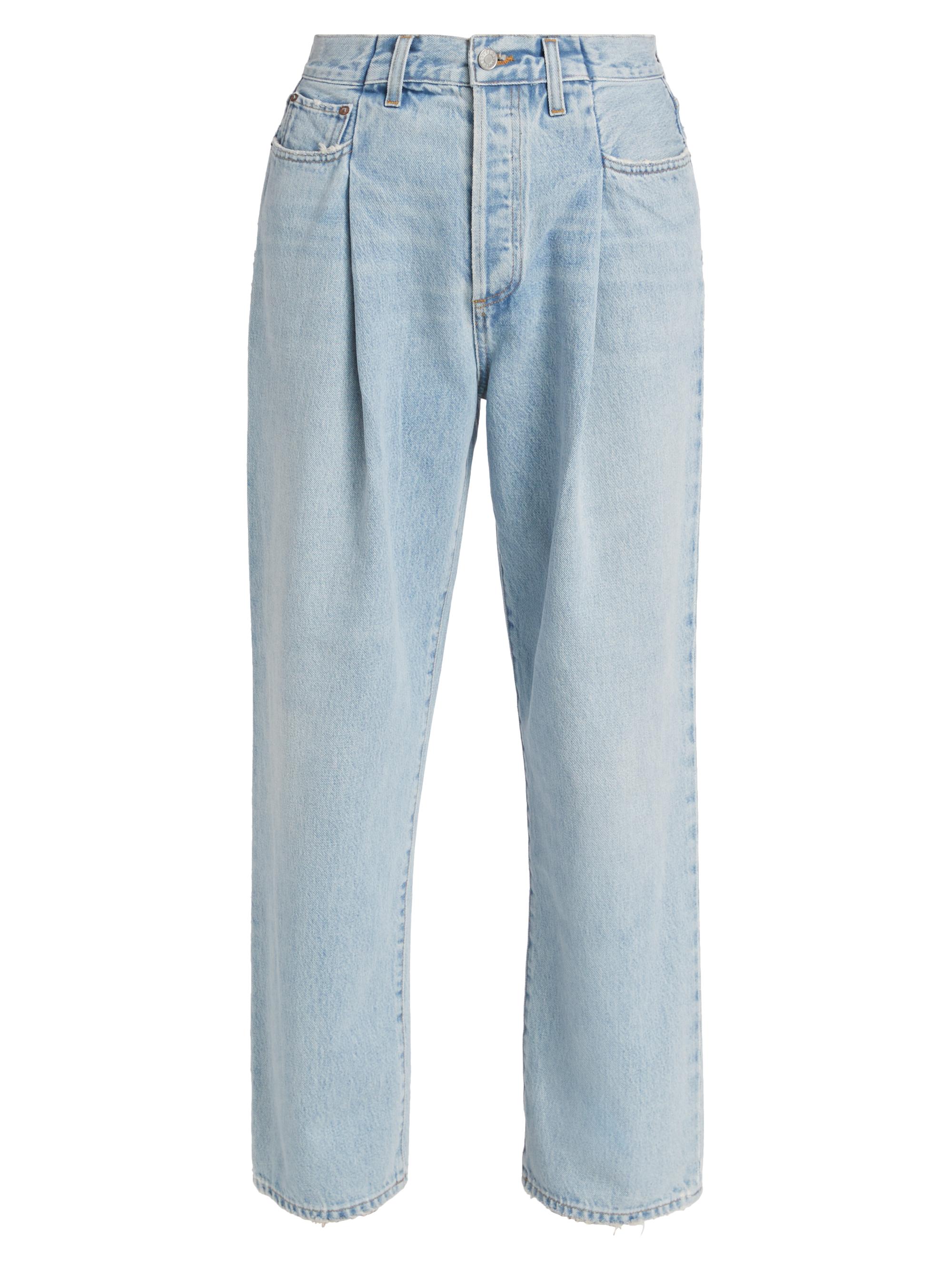 Agolde Women's Washed Cotton Denim Straight-Leg Jeans - Side Line Clean Pale Indigo