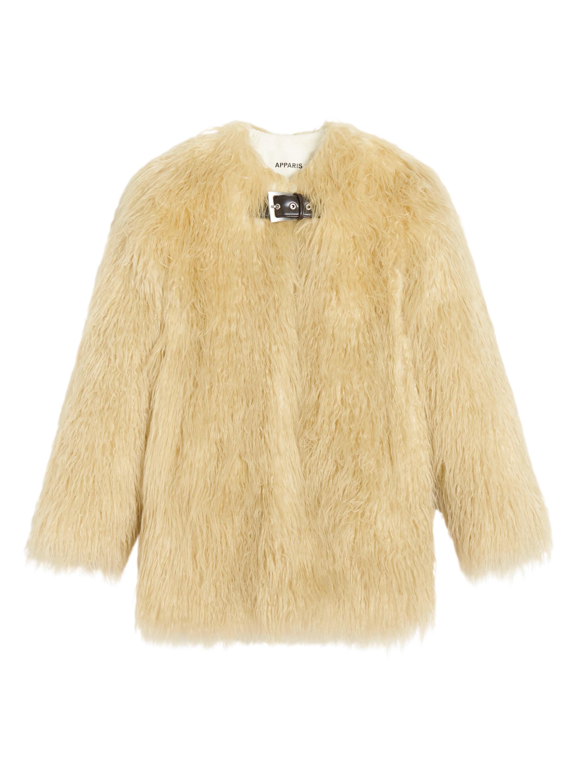 Apparis Women's Petra Faux Mongolian Fur Coat - Panna Cotta