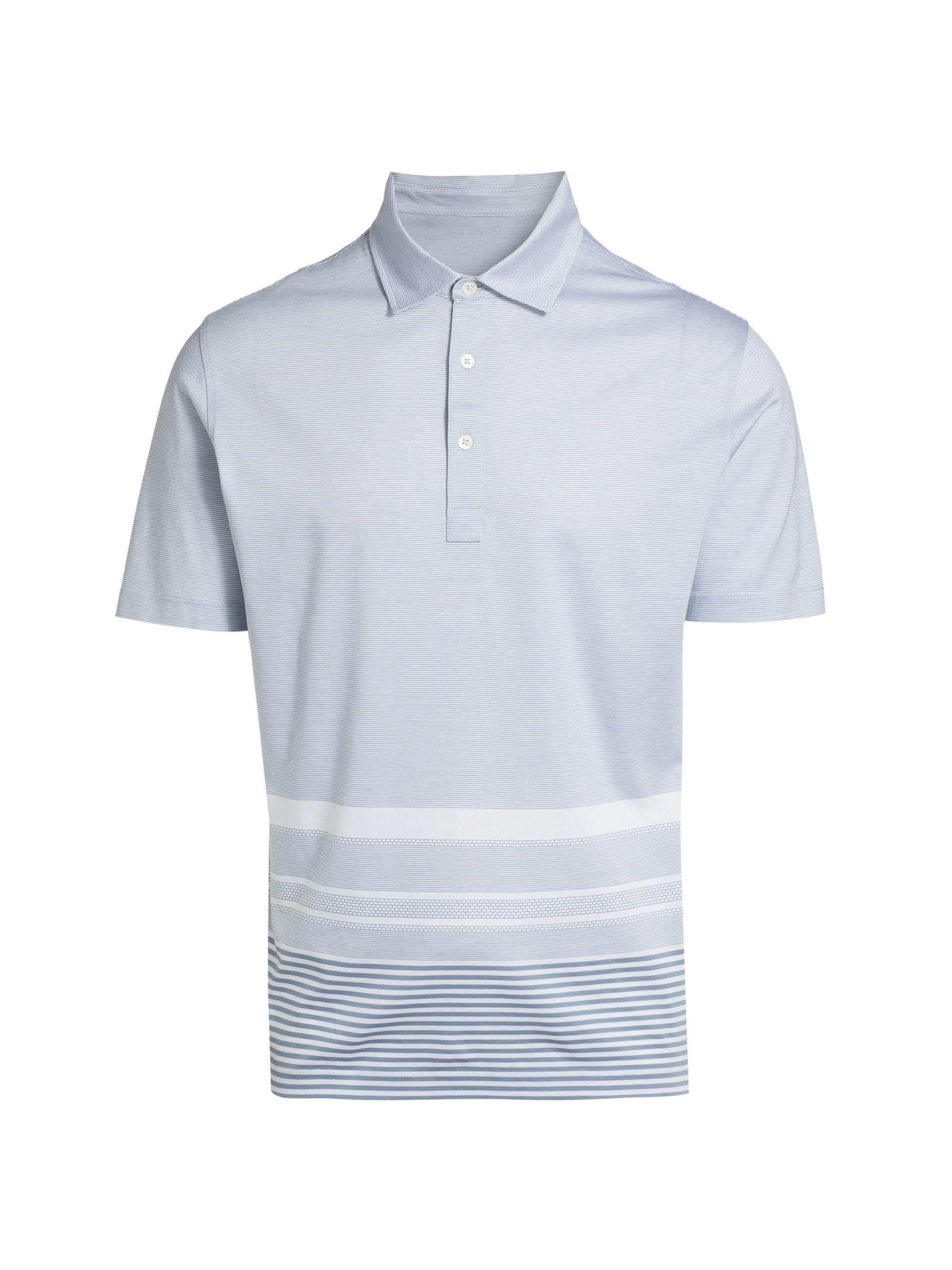 Saks Fifth Avenue Men's COLLECTION Multi-Stripe Polo Shirt - Light Blue