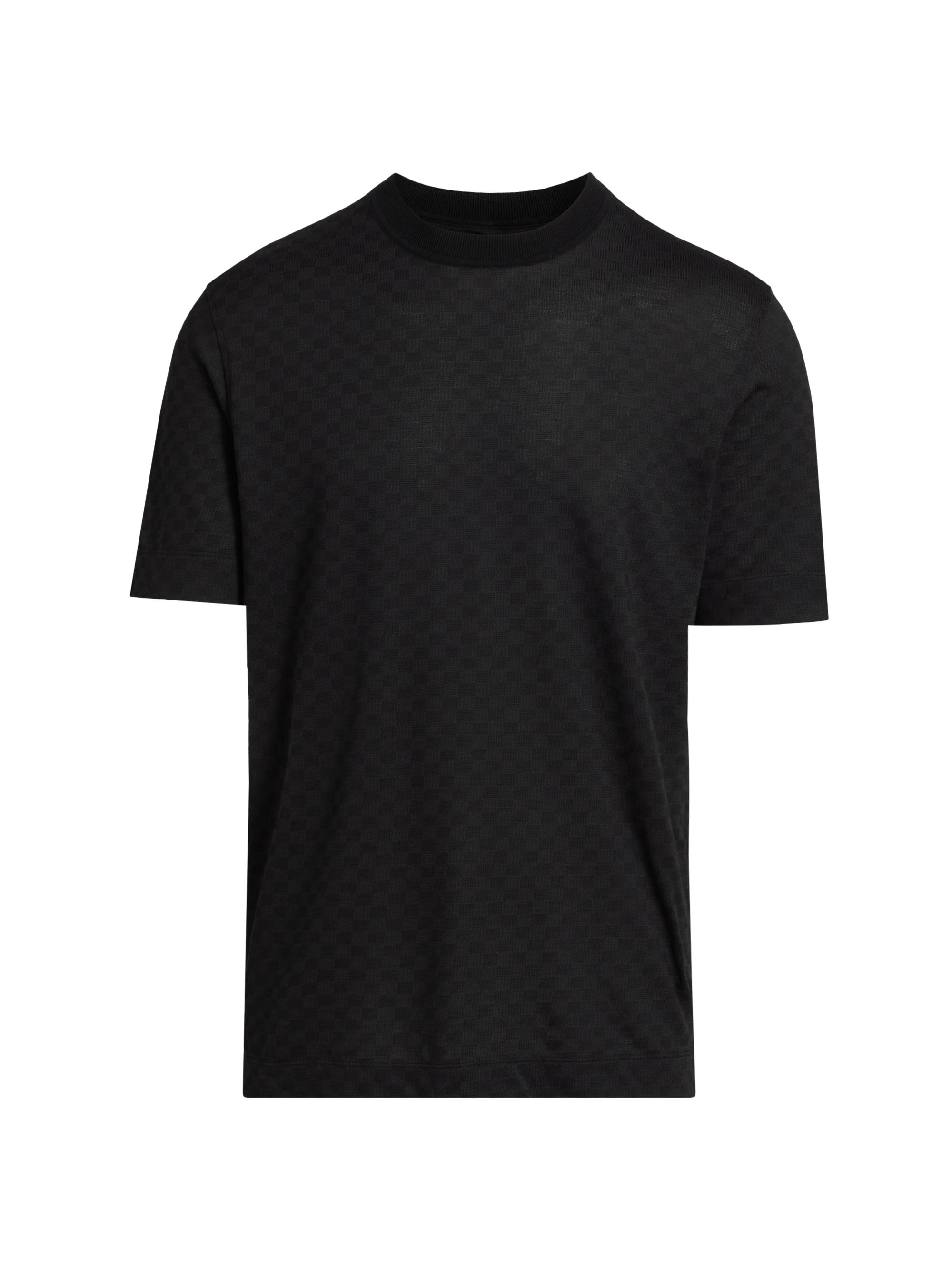 Saks Fifth Avenue Men's Checkered Cotton-Silk Short-Sleeve T-Shirt - Black