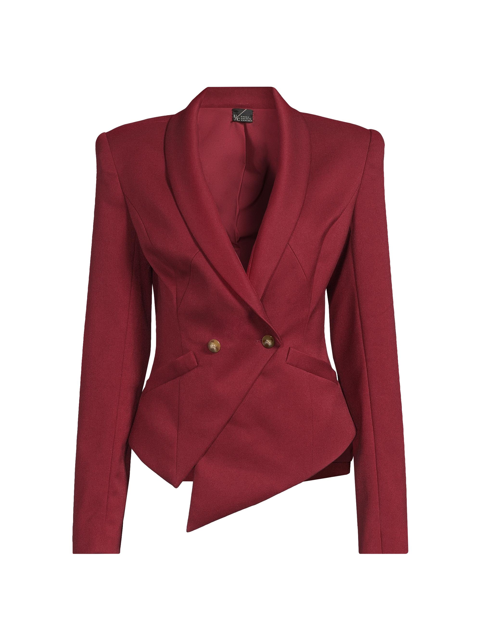 Undra Celeste Women's Vintage Double-Breasted Blazer - Oxblood