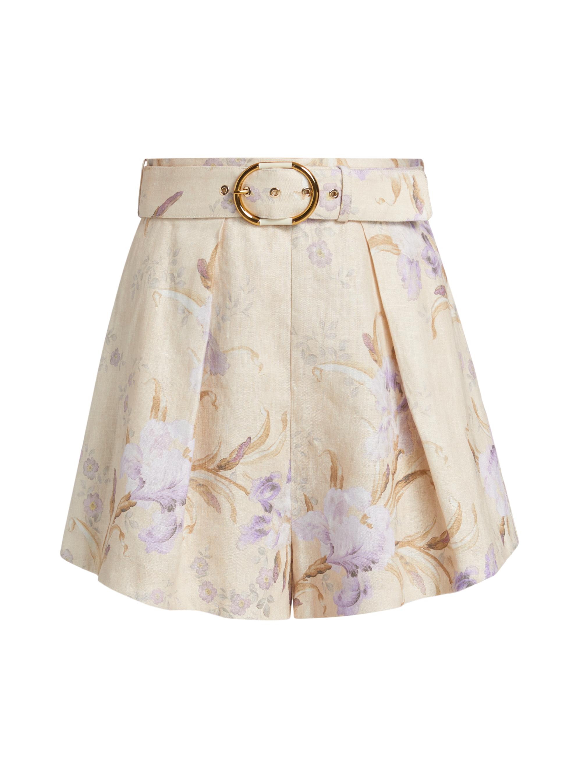 Zimmermann Women's Eden Floral Linen Shorts - Natural Iris