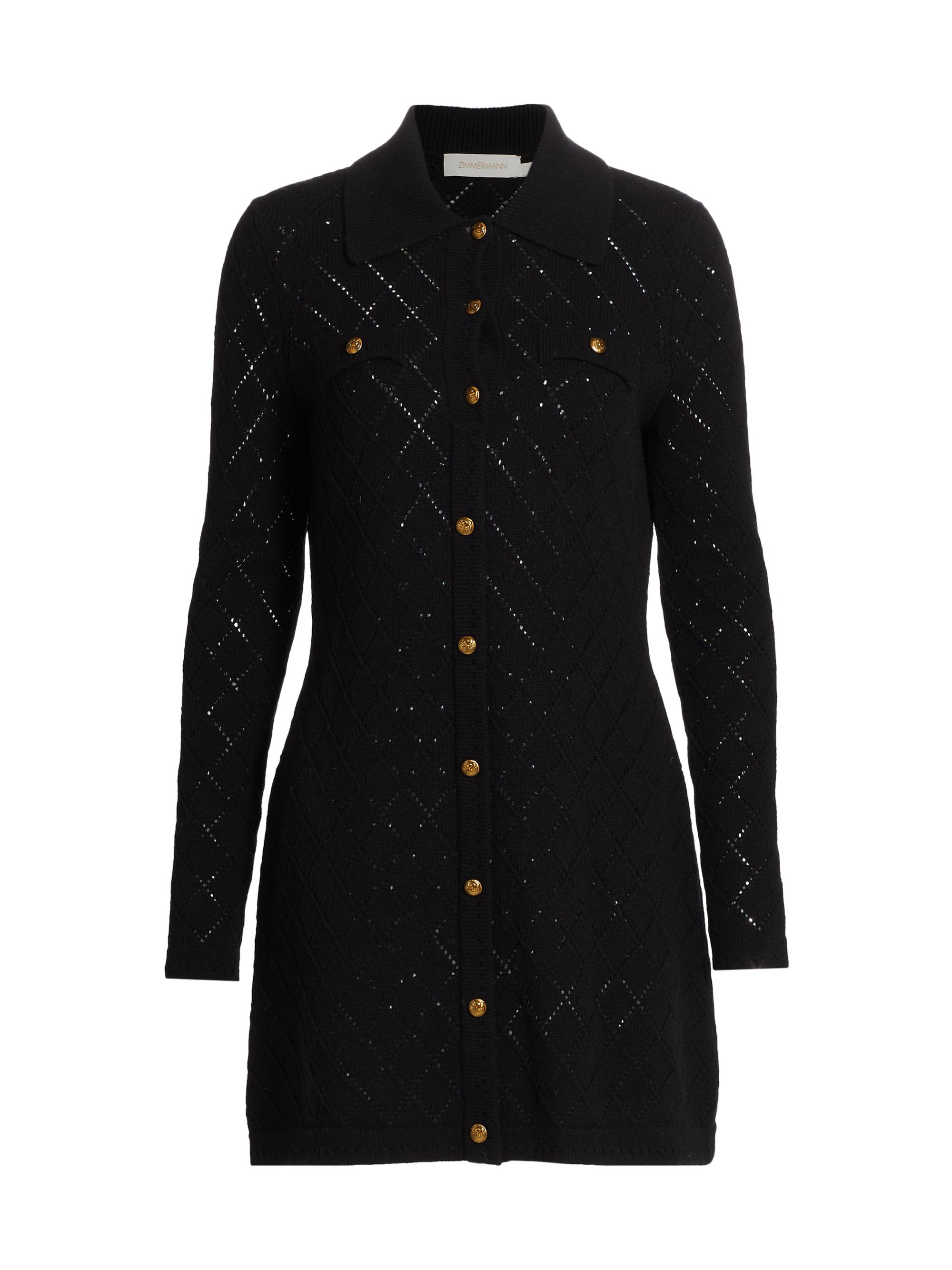 Zimmermann Women's Story One Pointelle Wool Minidress - Black