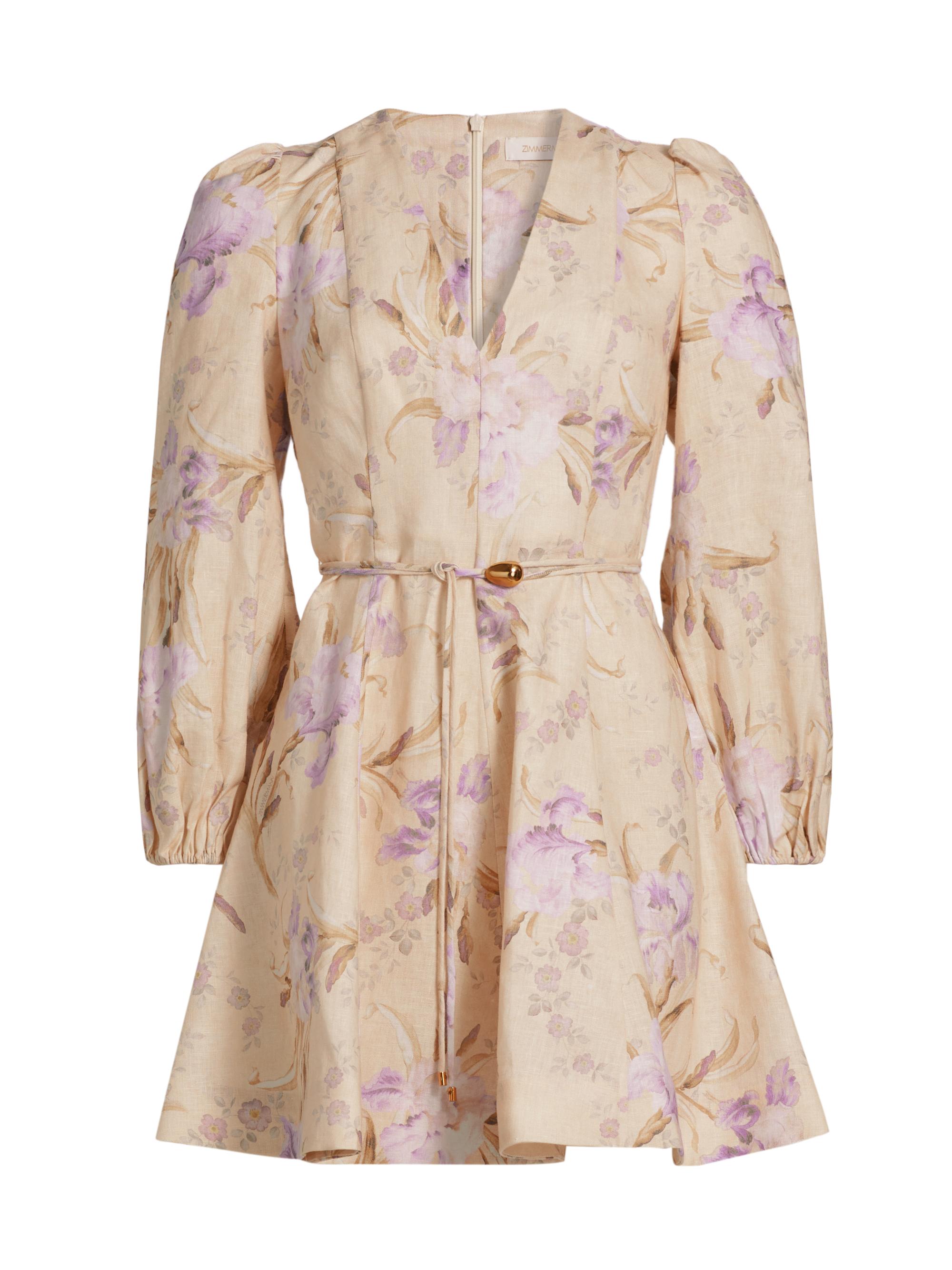 Zimmermann Women's Eden Floral Linen Minidress - Natural Iris