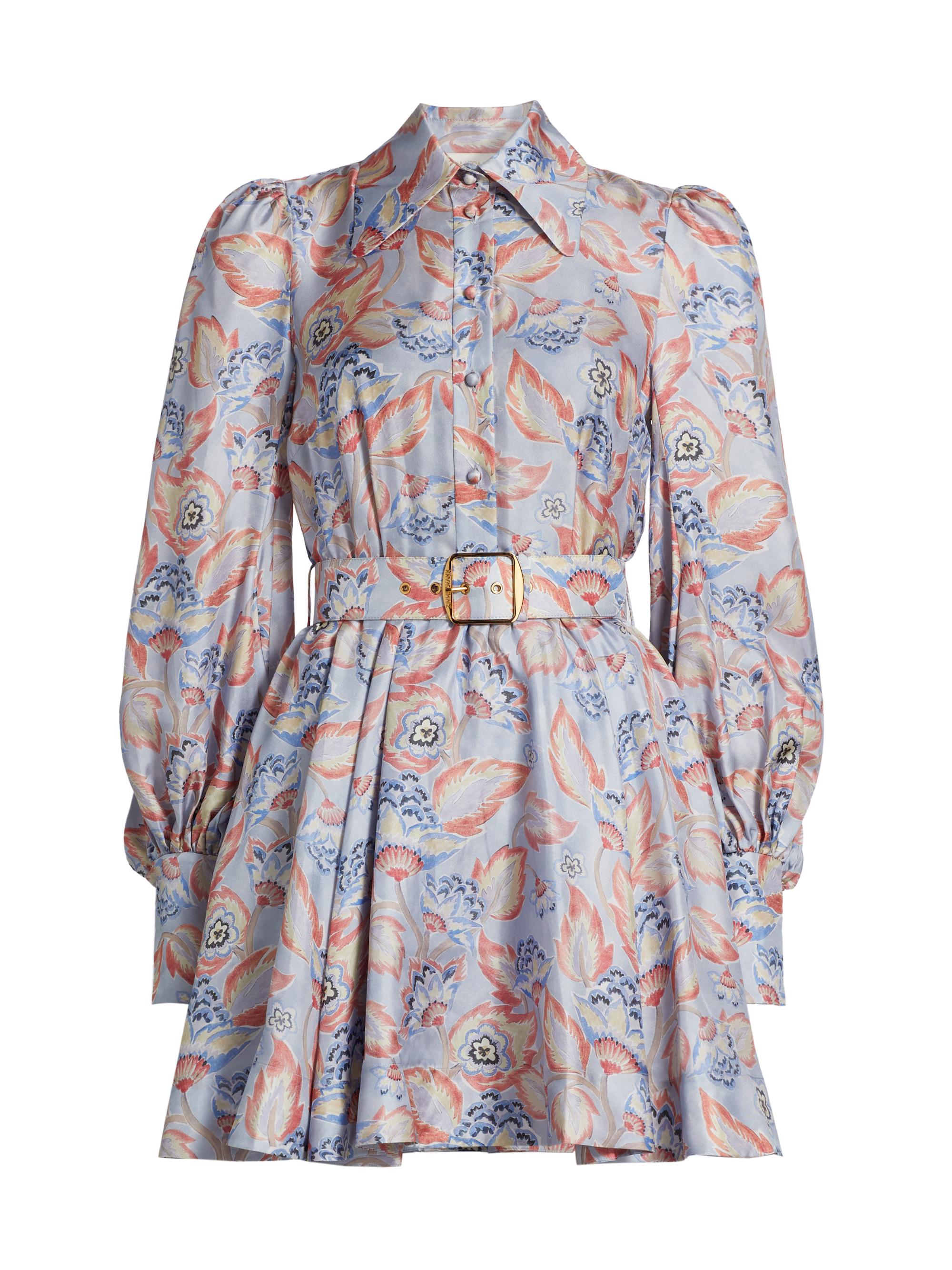 Zimmermann Women's Eden Floral Belted Minidress - Sapphire Eden