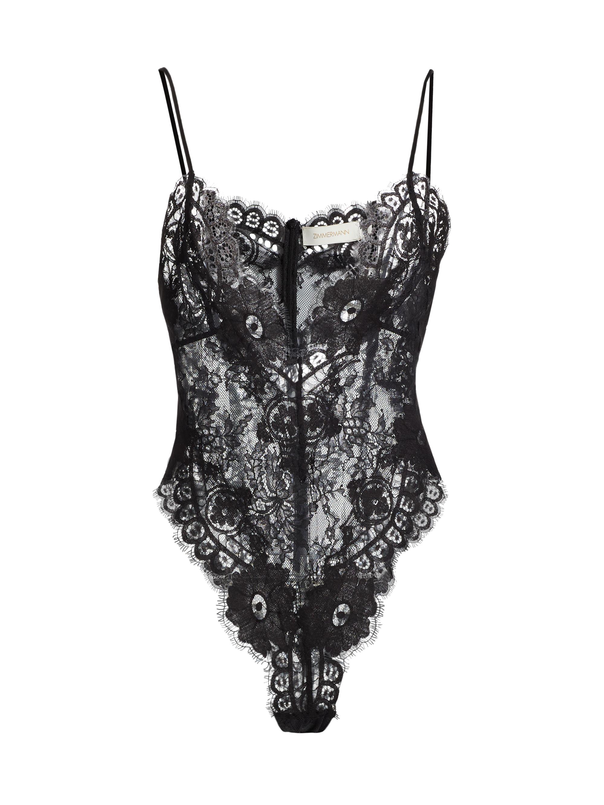 Zimmermann Women's Lace V-Neck Teddy - Black