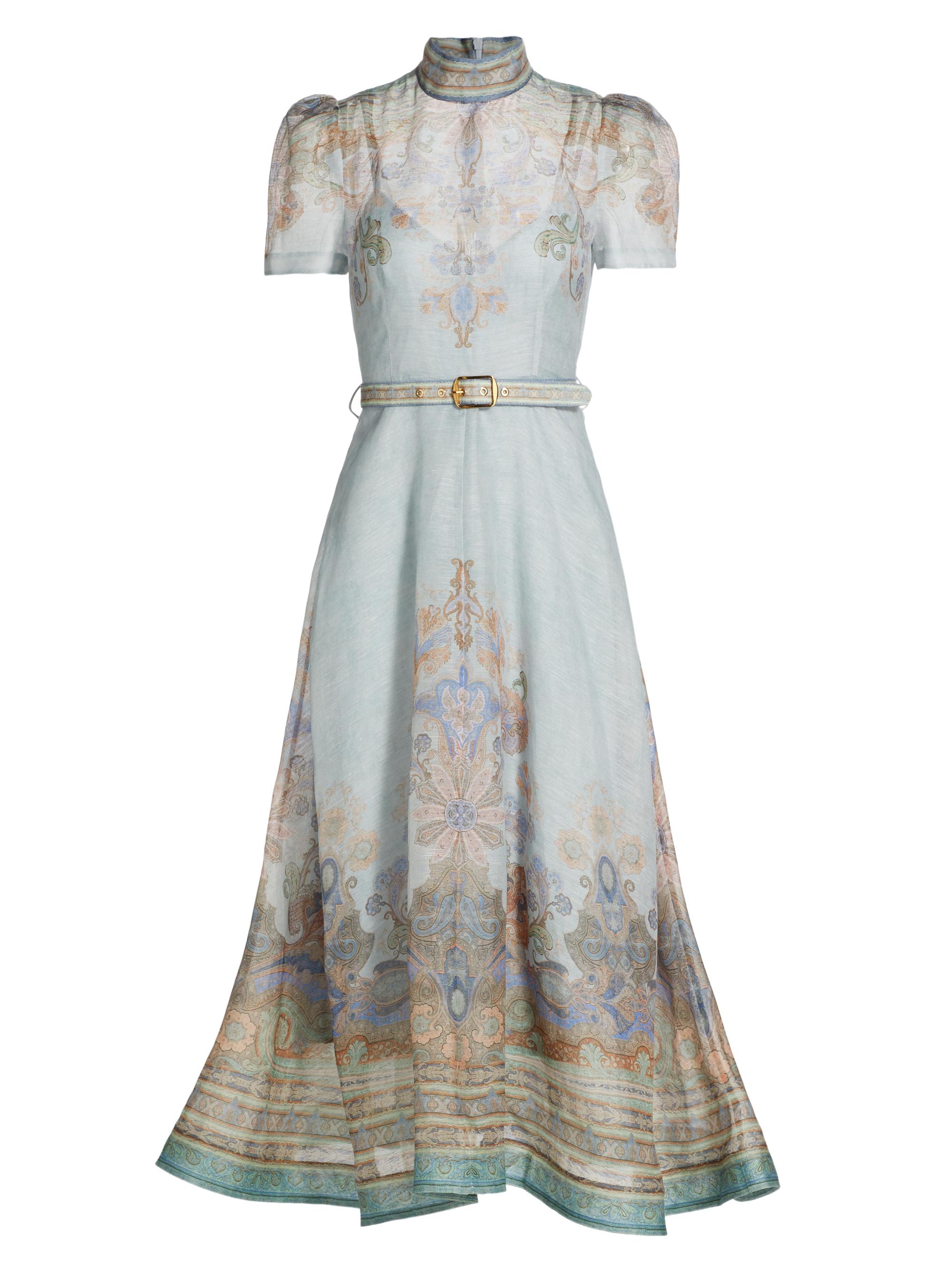 Zimmermann Women's Eden Printed Linen & Silk Midi-Dress - Blue Paisley