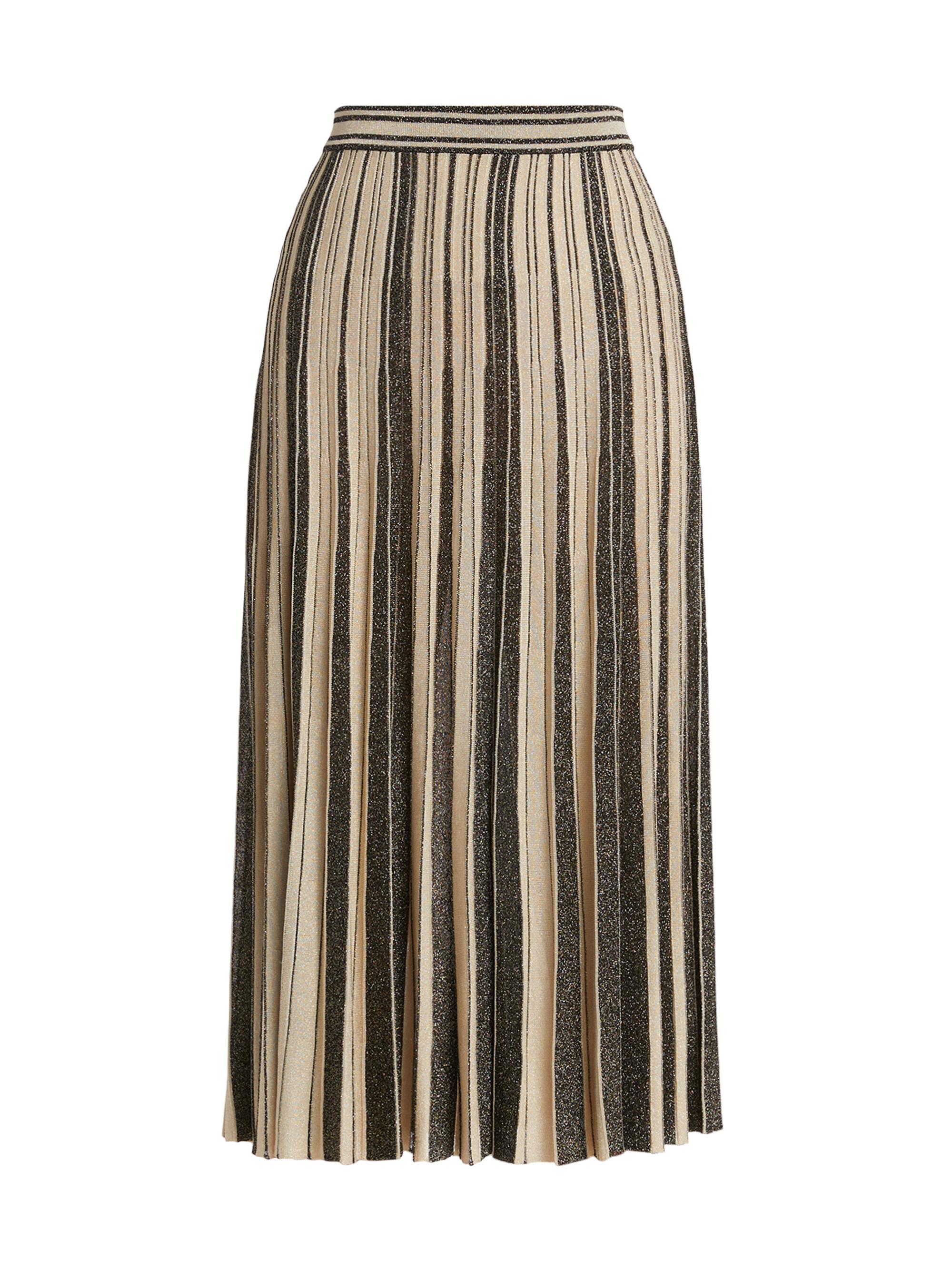 Zimmermann Women's Story One Striped Metallic-Knit Pleated Midi-Skirt. - Black Gold