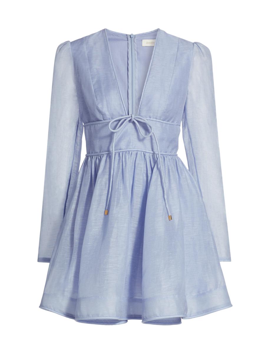 Zimmermann Eden Linen & Silk Plunging V-Neck Minidress | Saks Fifth Avenue