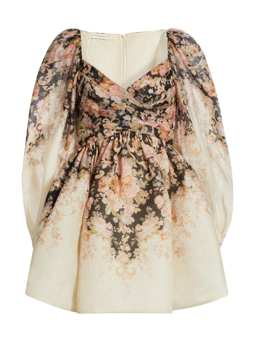 Zimmermann Women's Floral Linen & Silk Long-sleeve Minidress