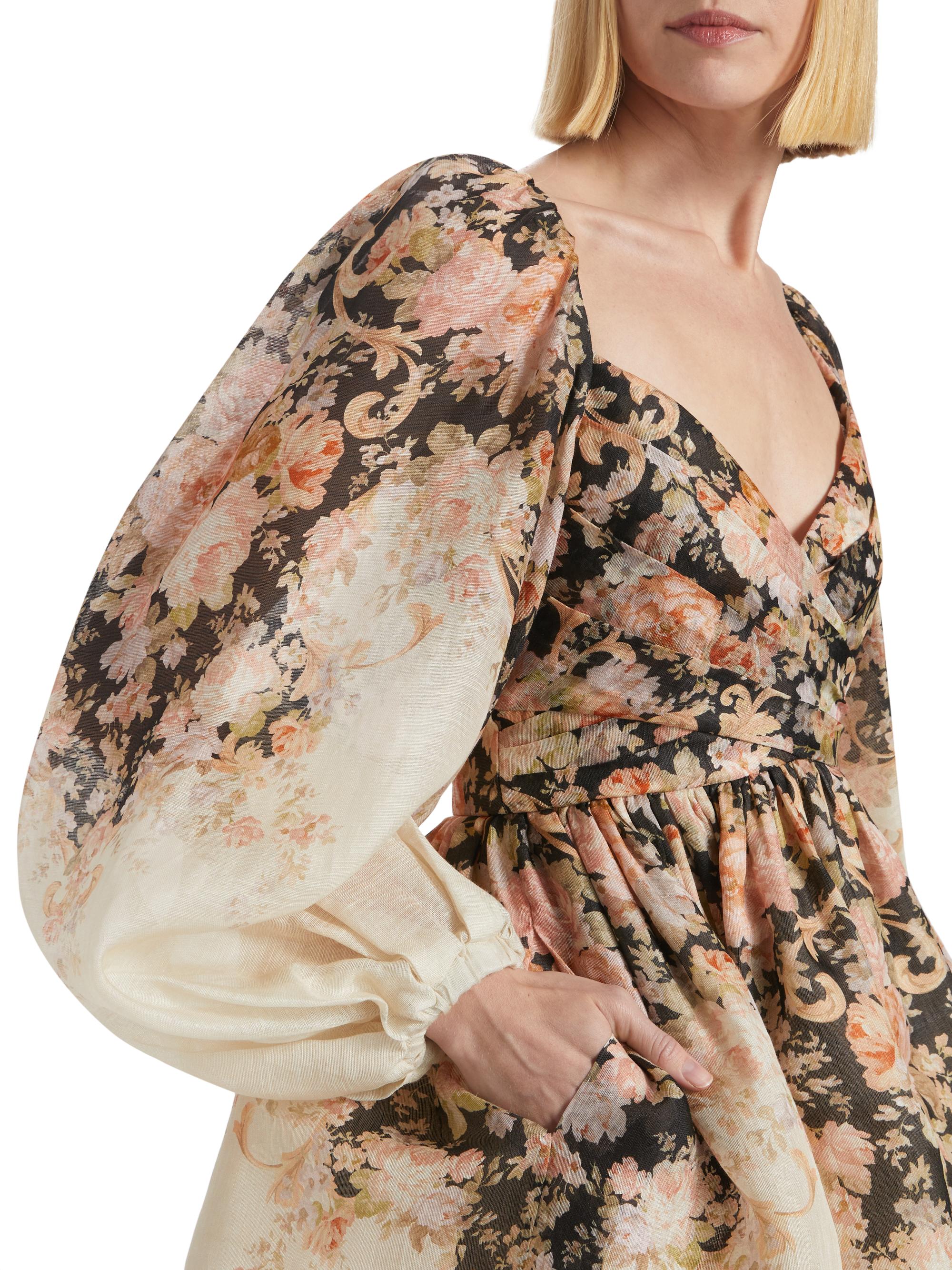 ZIMMERMANN フラワープリントリネンベアオールインワン ZIMMERMANN フラワープリントリネンベアオールインワン