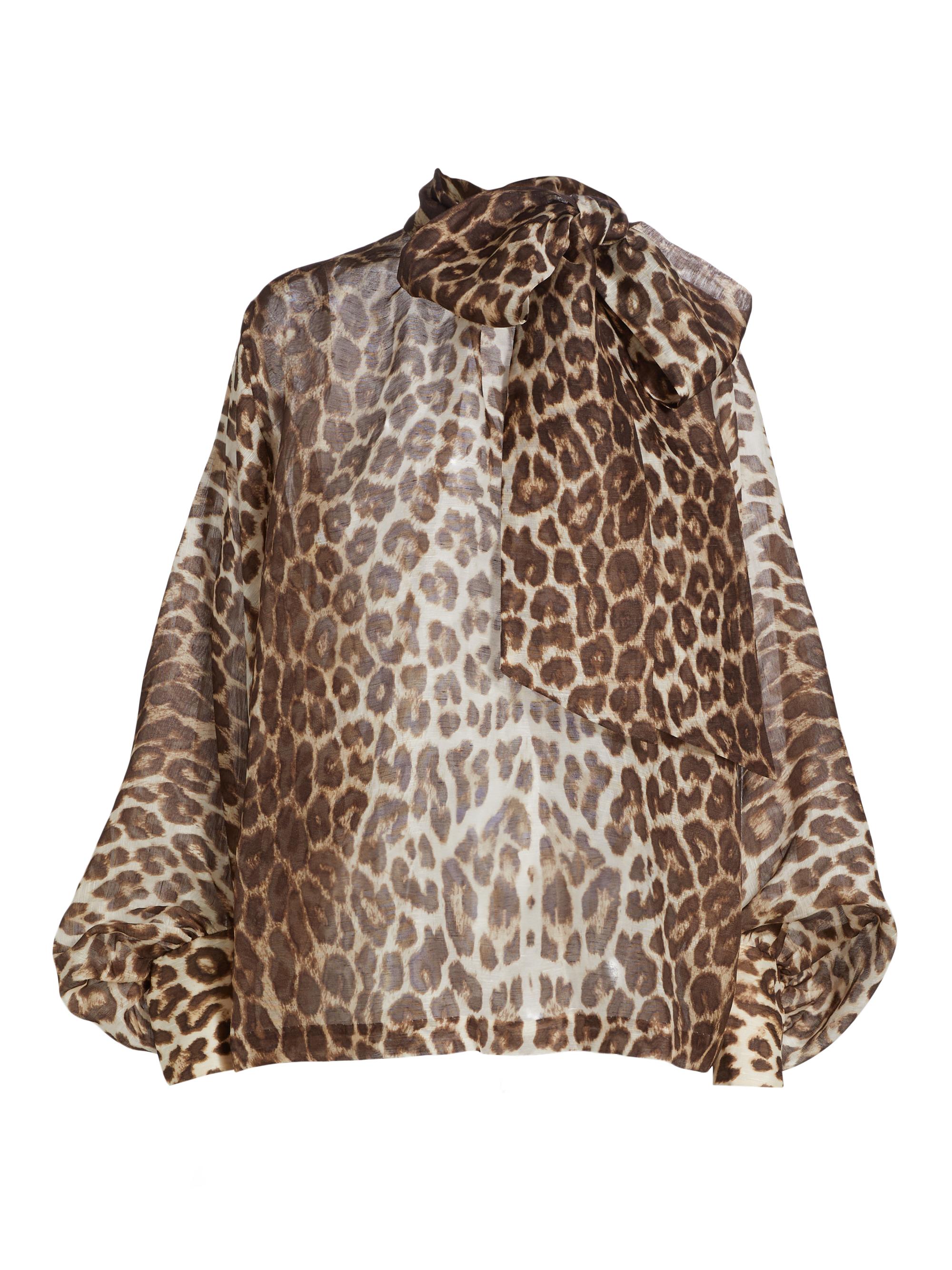 Zimmermann Women's Illustration Billow Blouse - Chocolate Leopard