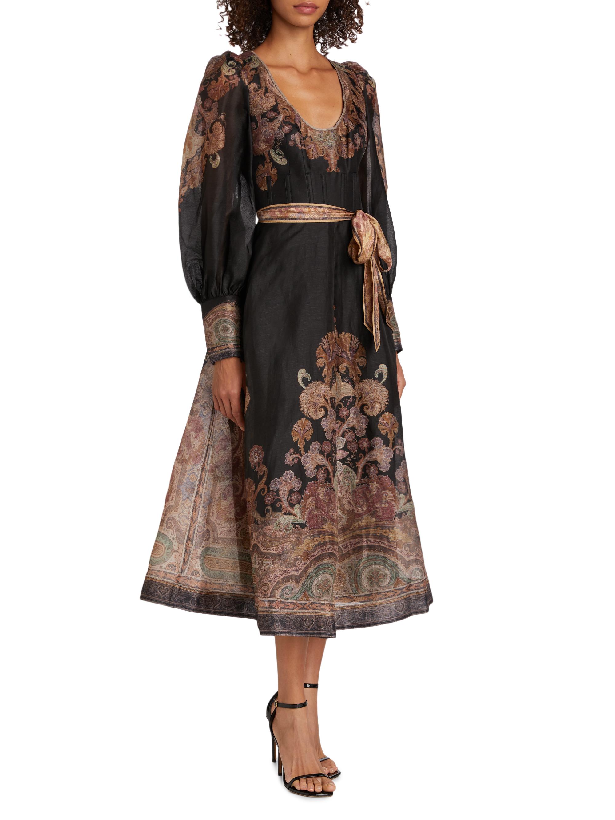Zimmermann Illustration Structured Paisley Midi-Dress | Saks Fifth