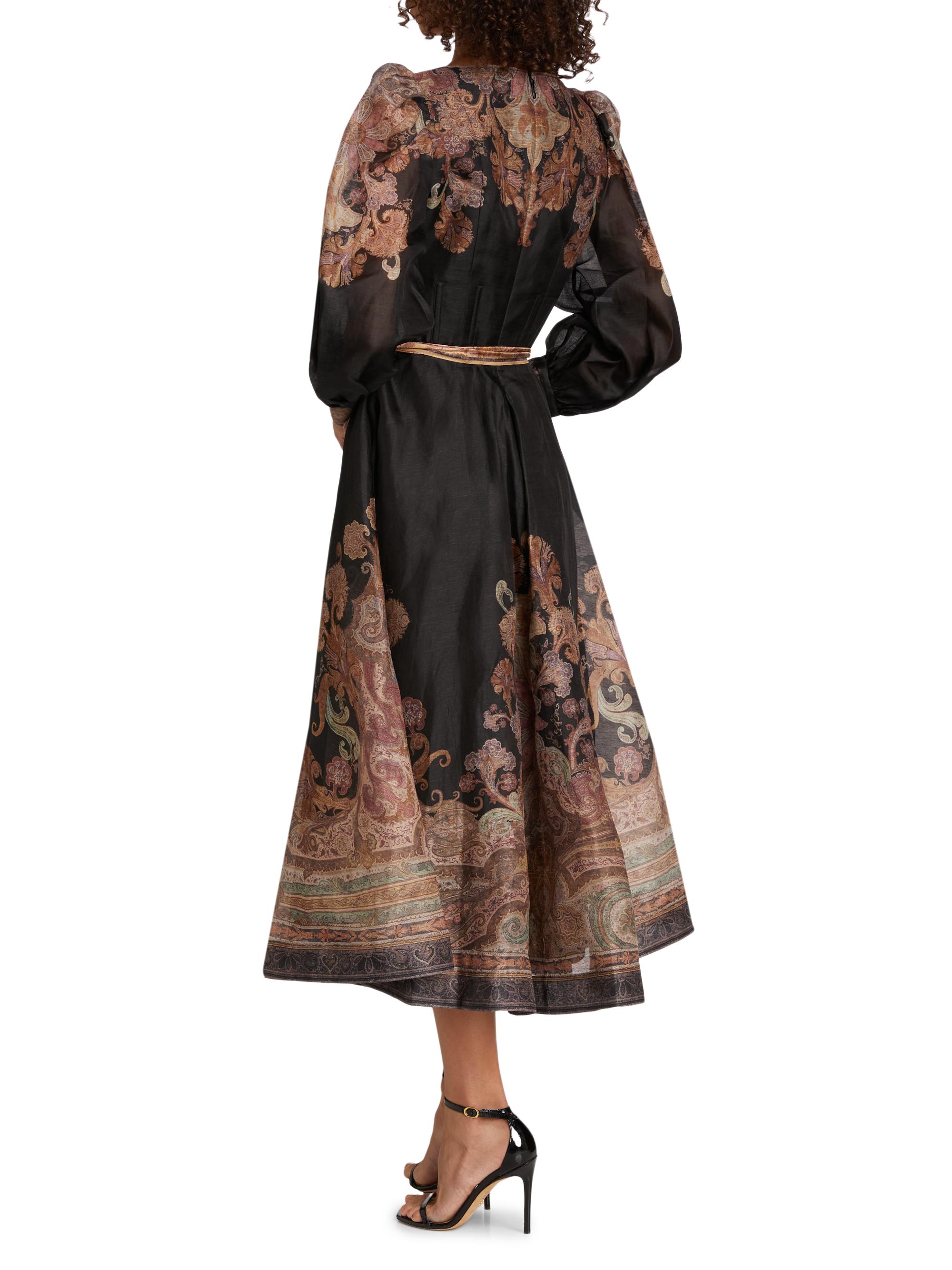 Illustration Structured Paisley Midi-Dress