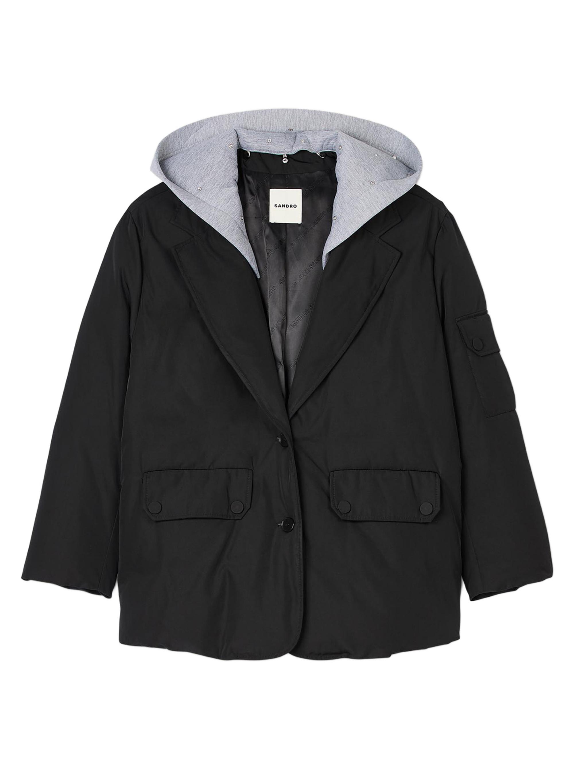 Sandro Women's Coat with Contrasting Hood - Black