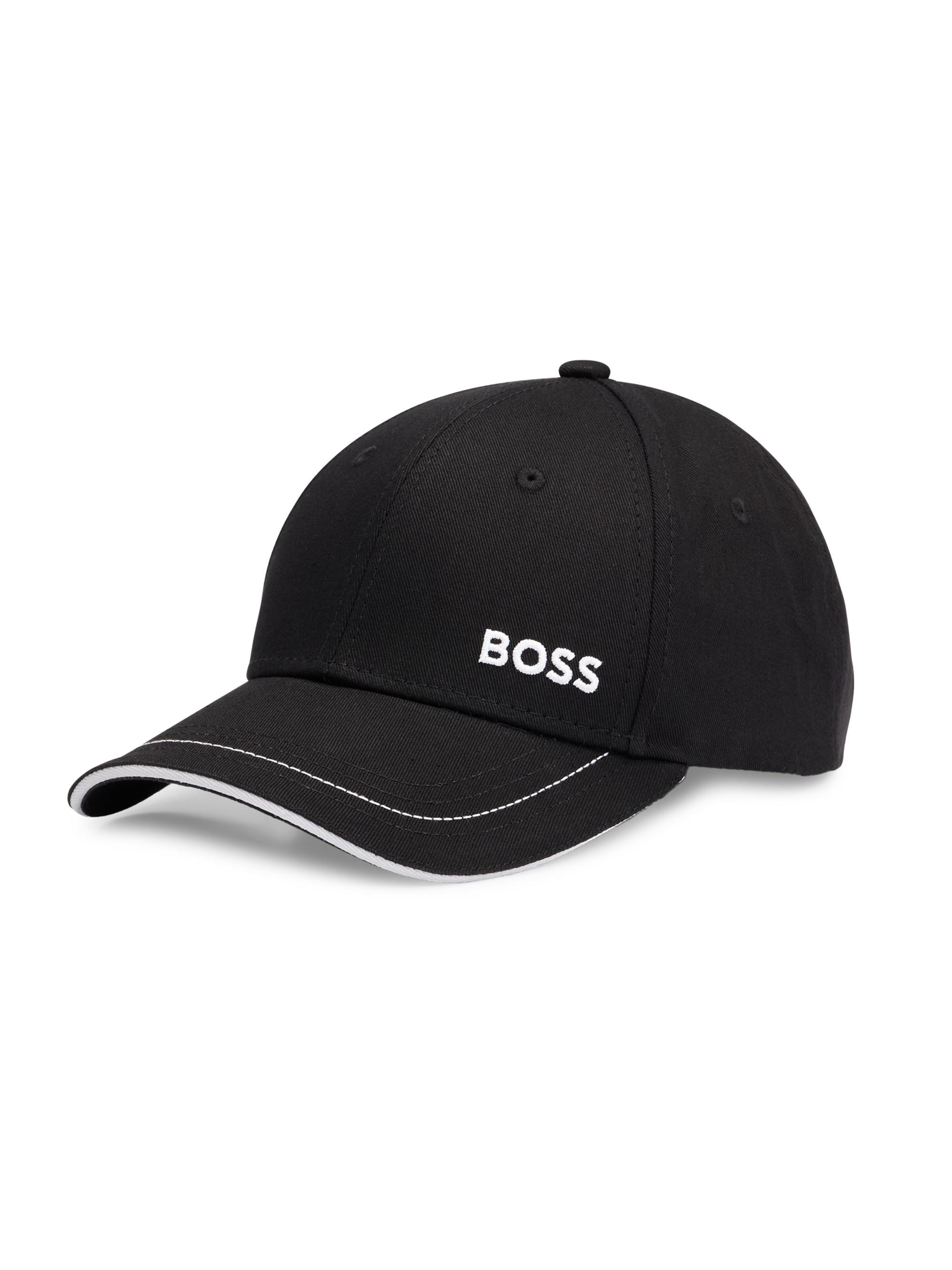 BOSS Men's Cotton-Twill Cap with Embroidered Logo and Metal Buckle - Dark Blue
