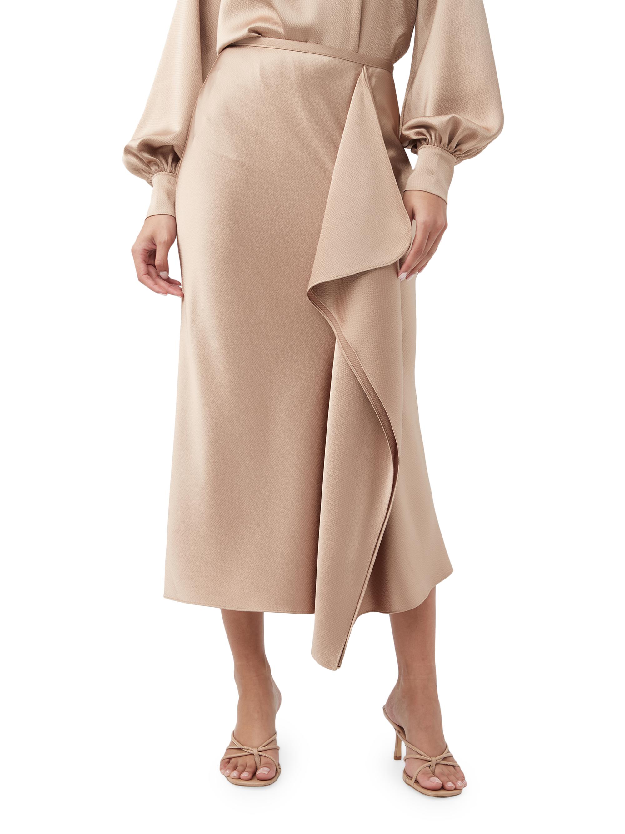 Trina Turk Women's Sahel Satin Asymmetric Midi-Skirt - Camel