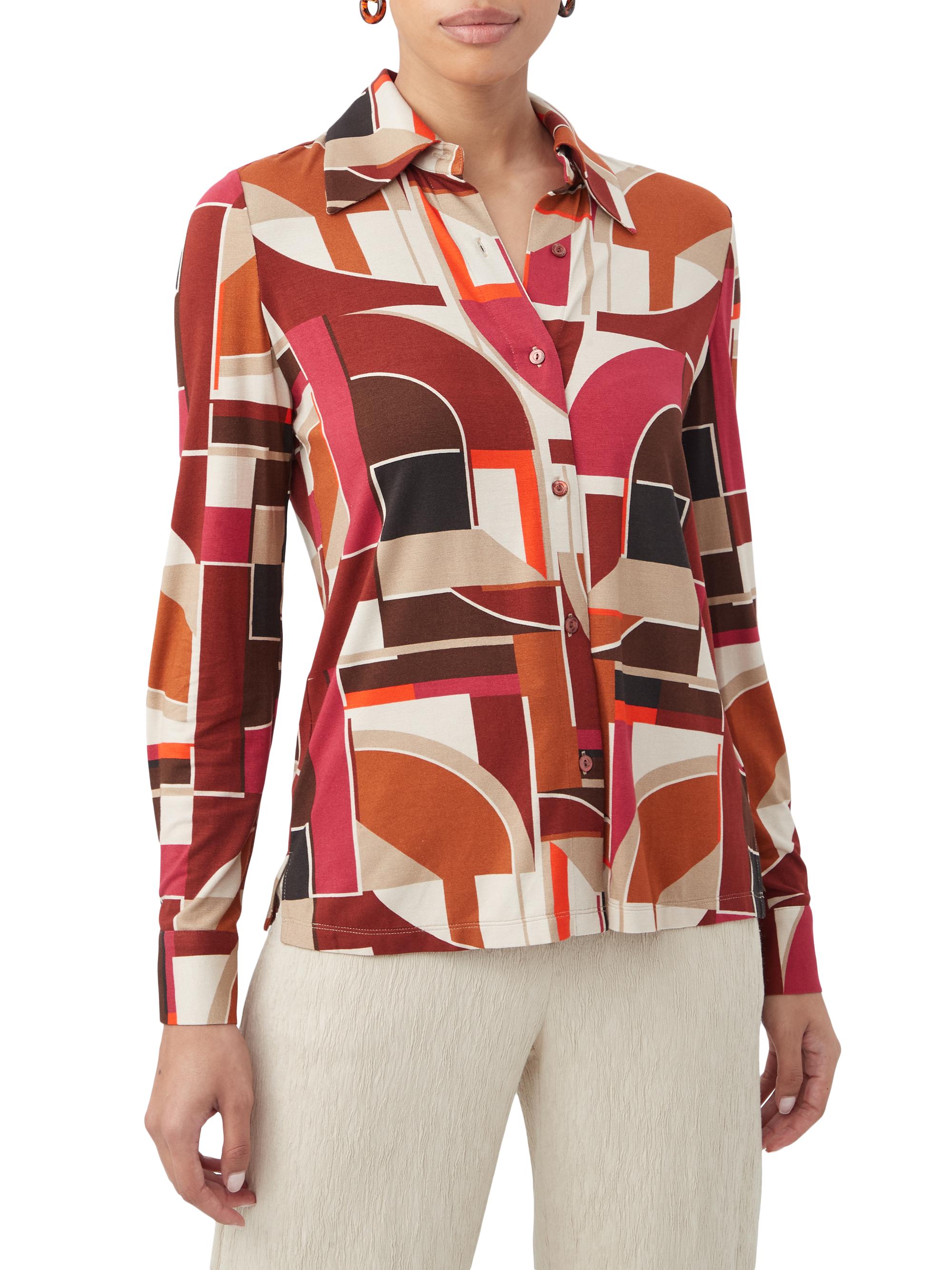 Trina Turk Women's Radio City Geometric Jersey Long-Sleeve Shirt