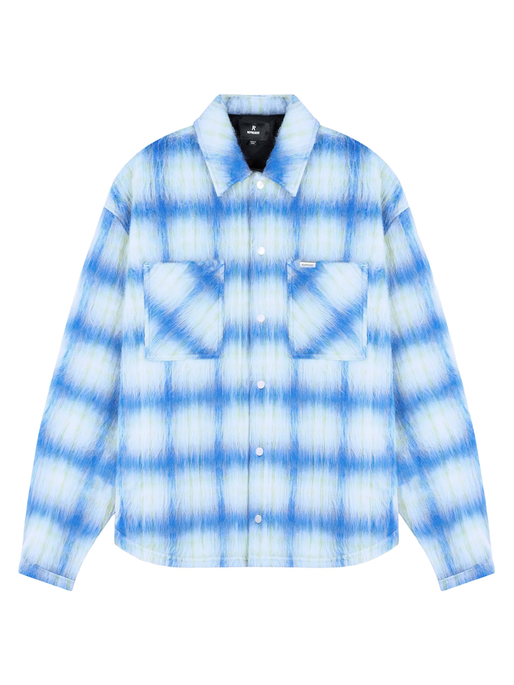 Represent Men's Textured Plaid Overshirt - Electric Blue