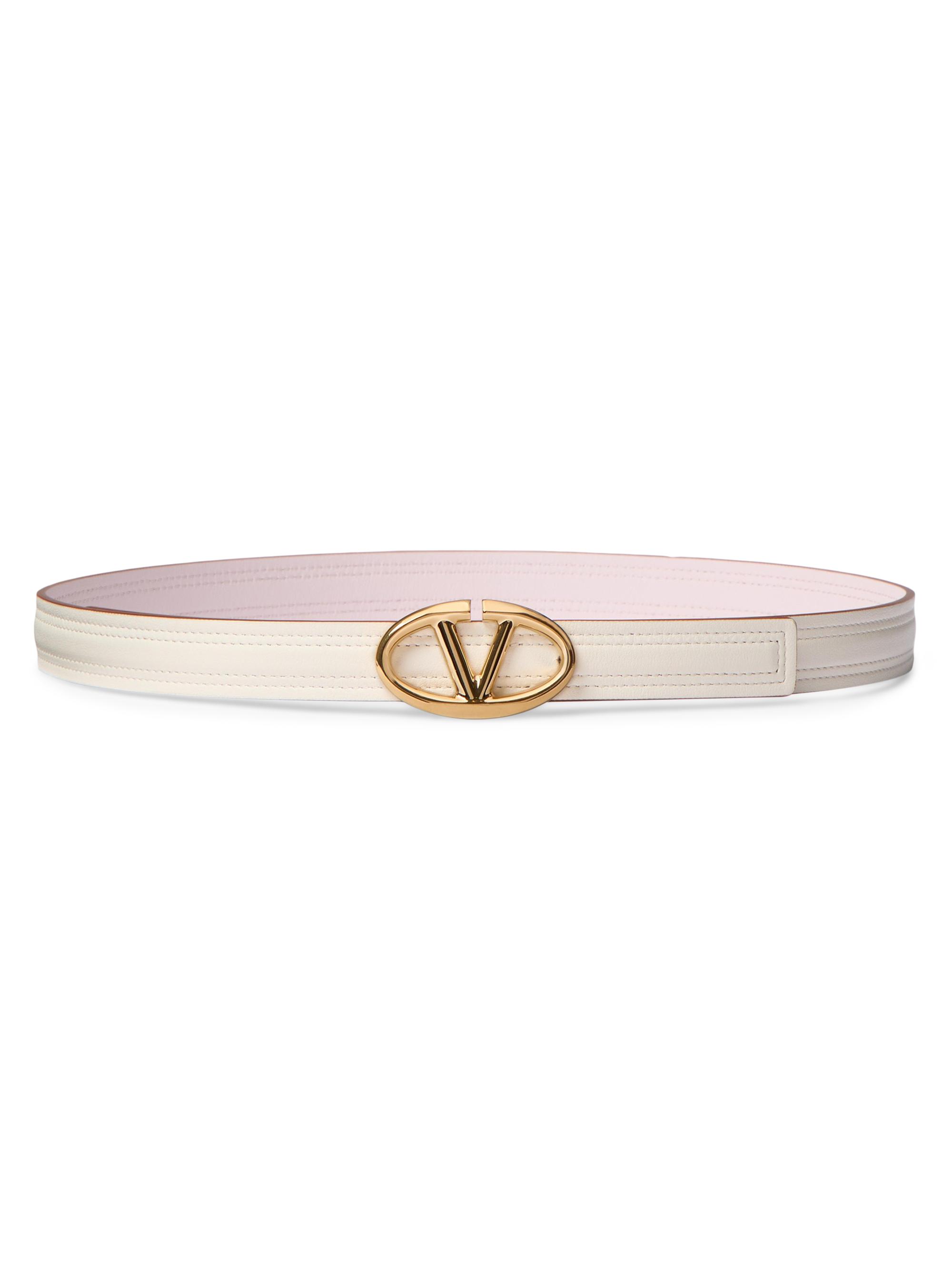 Valentino Garavani Women's The Bold Edition VLogo Shiny Calfskin Belt 20MM -  Mauve