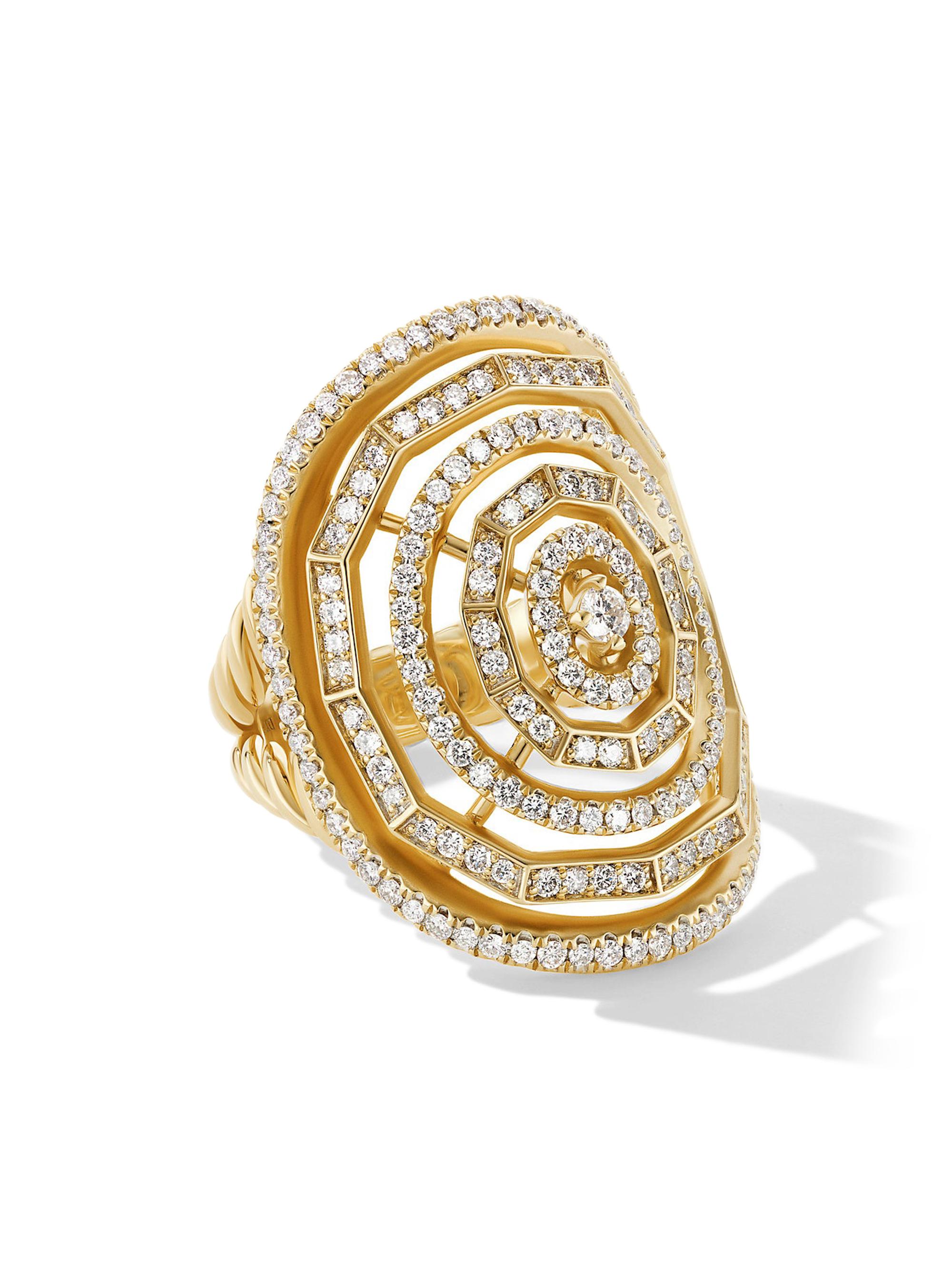 David Yurman Women's Stax Ring in 18K Yellow Gold - Diamond