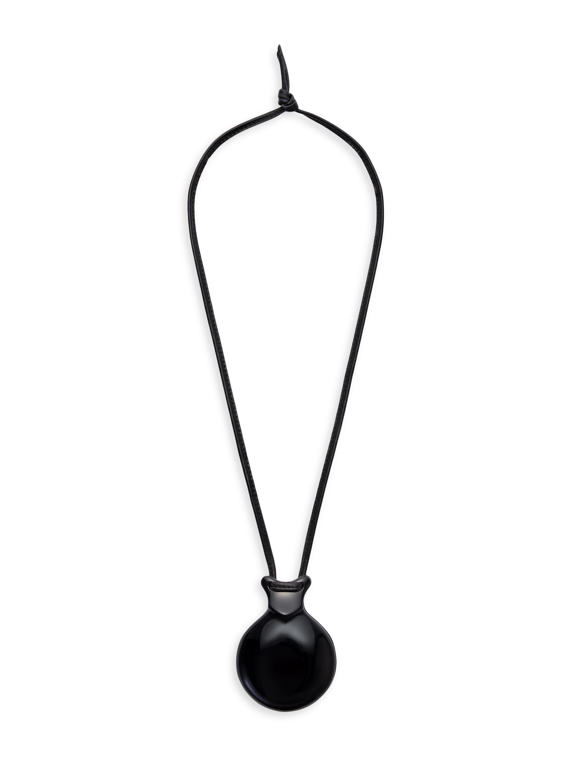 Lemaire Men's Castanet Leather Pendant Necklace - Black