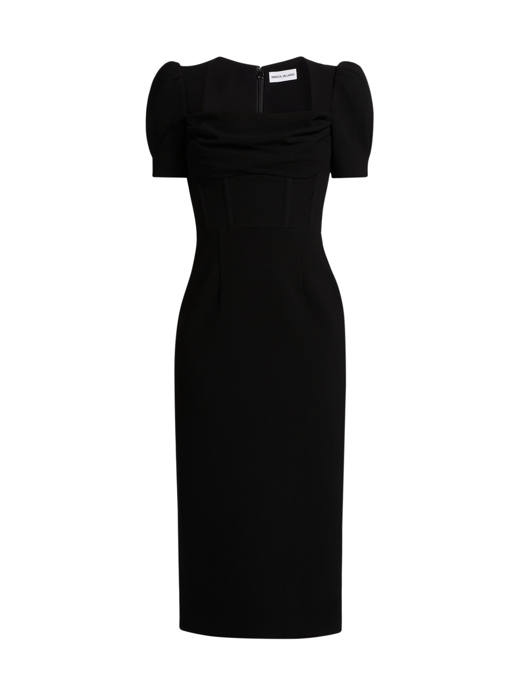 Rebecca Vallance Women's Elora Puff-Sleeve Midi-Dress - Black