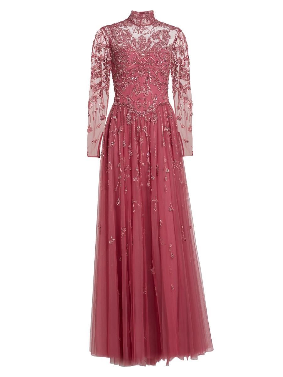 Zuhair Murad Women's Embellished High Neck Gown In Dusty Rose