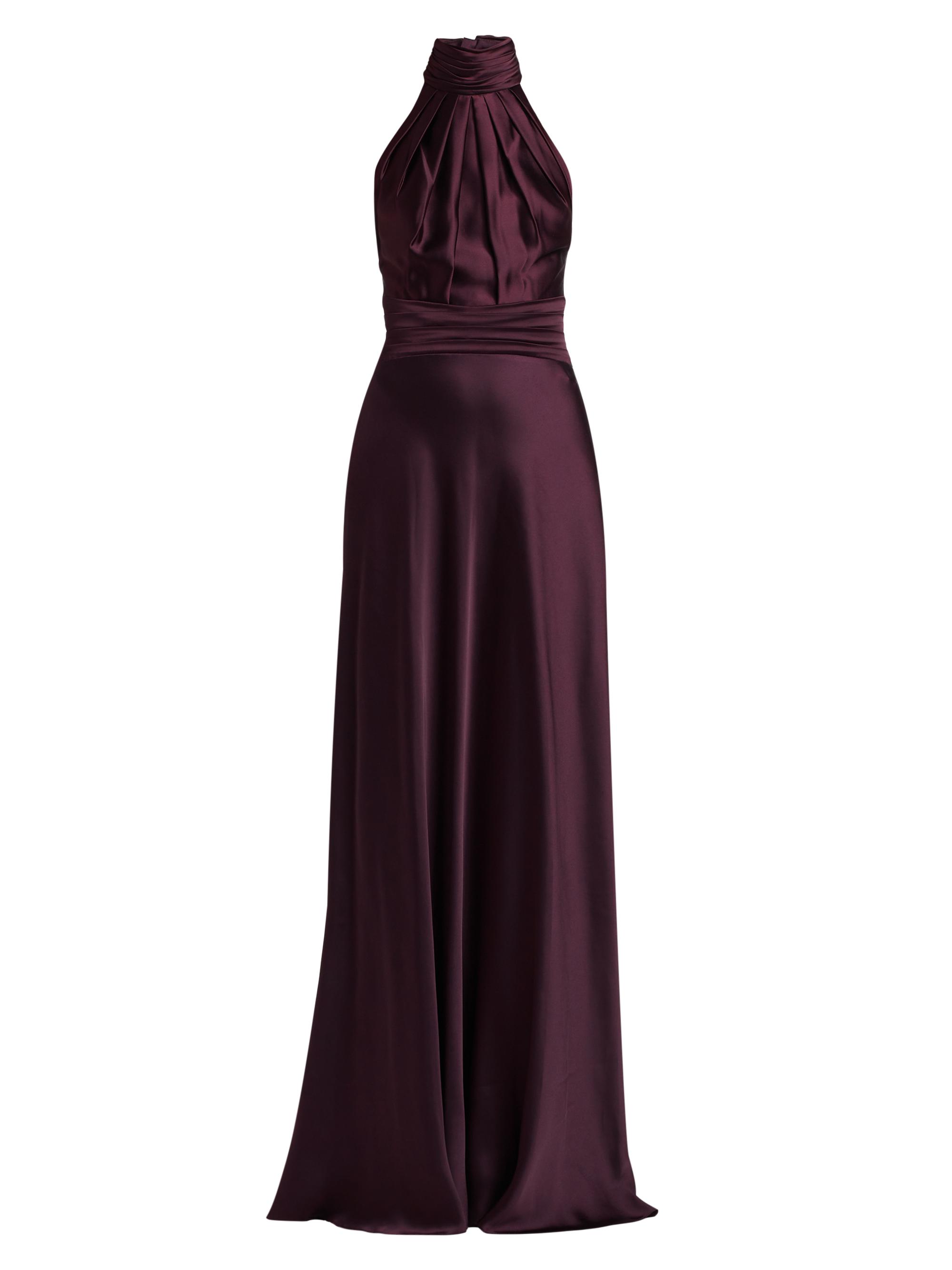 Zuhair Murad Women's Satin Halter Pleated Gown - Potent Purple
