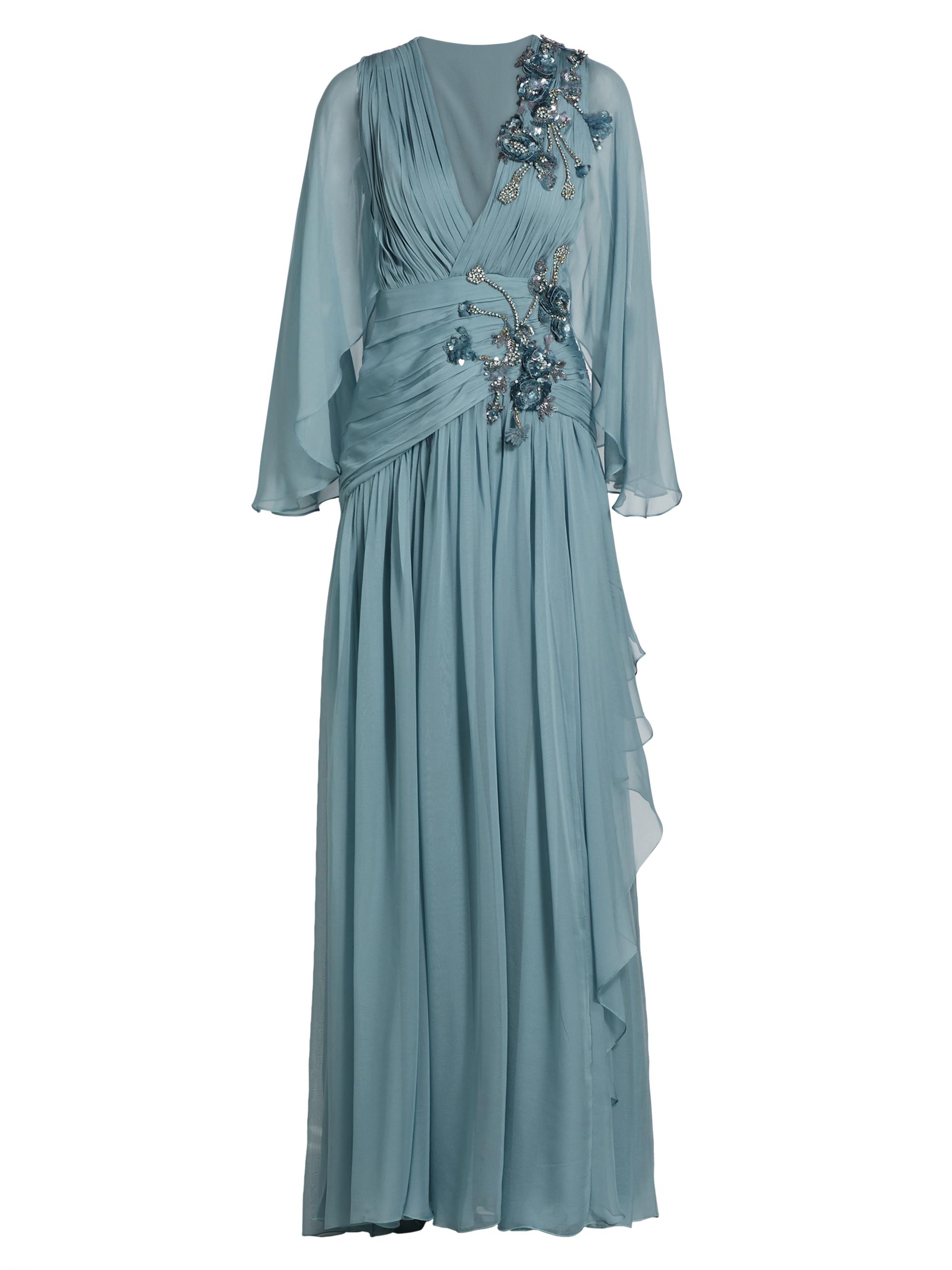 Zuhair Murad Women's V-Neck Beaded Chiffon Gown - Stormy Weather
