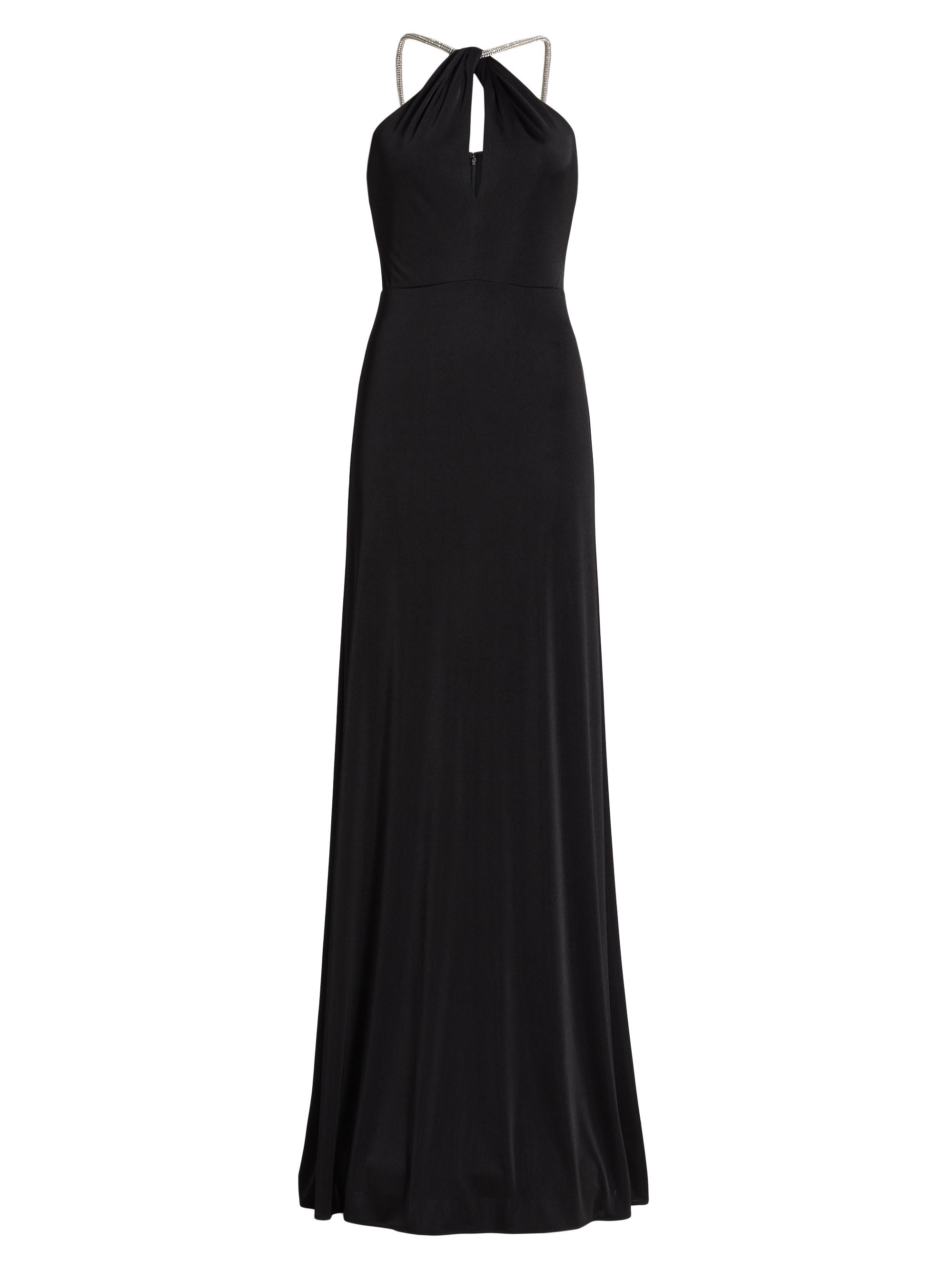 ML Monique Lhuillier Women's Kara Jersey Crystal-Strap Gown - Black