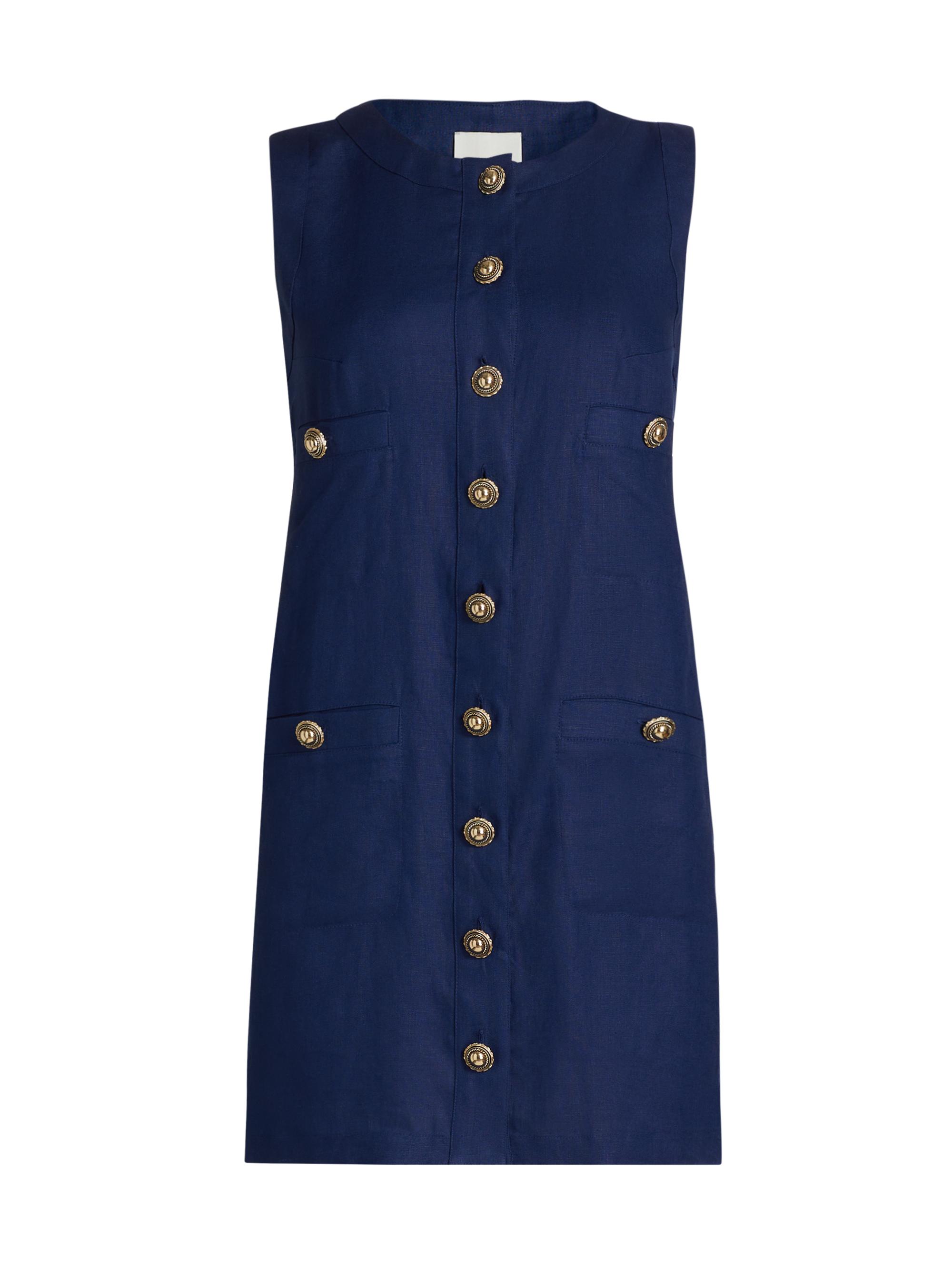 Reformation Tropez Linen Sleeveless Shift Minidress Saks Fifth