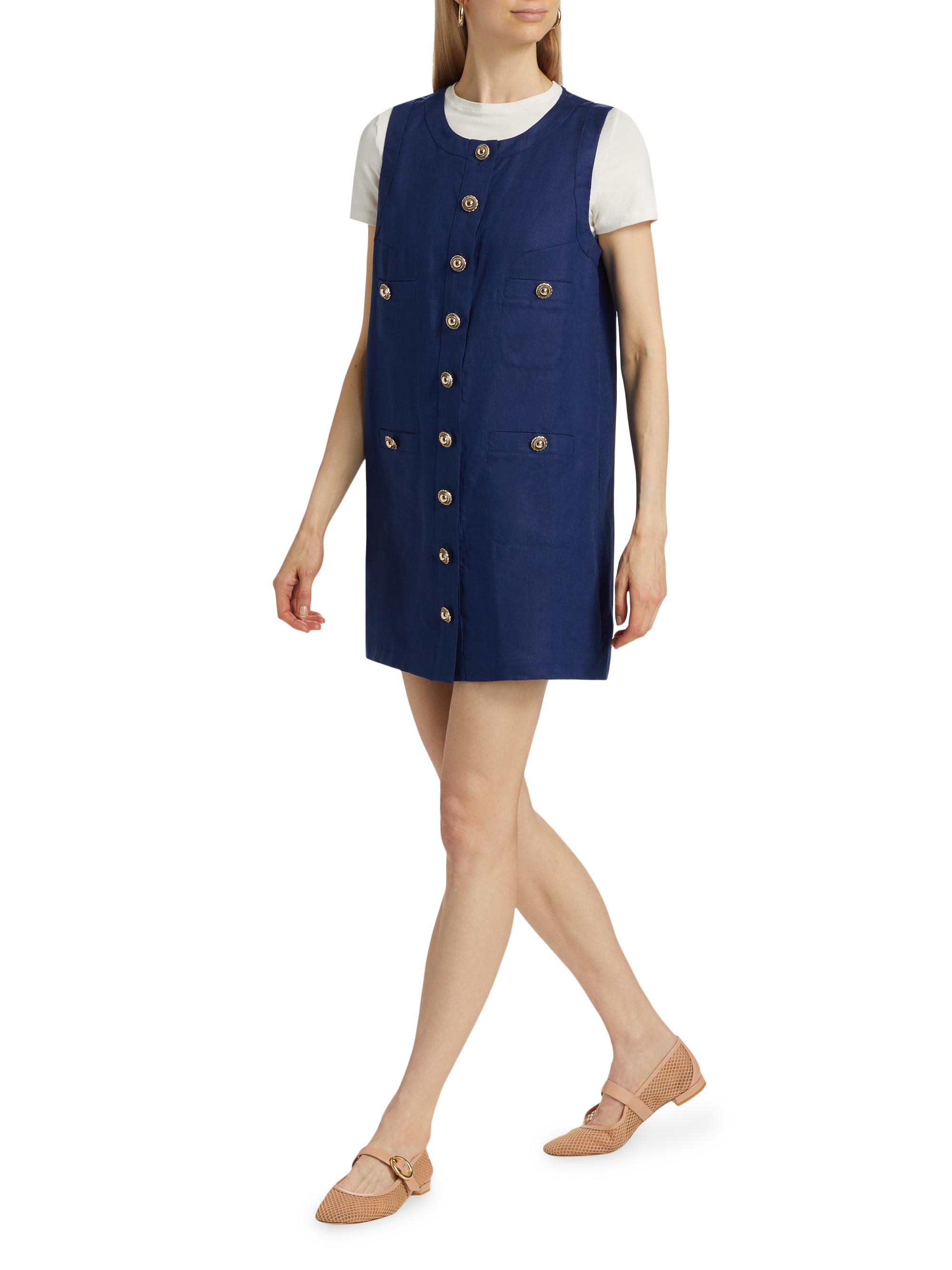 Reformation Tropez Linen Sleeveless Shift Minidress | Saks Fifth Avenue