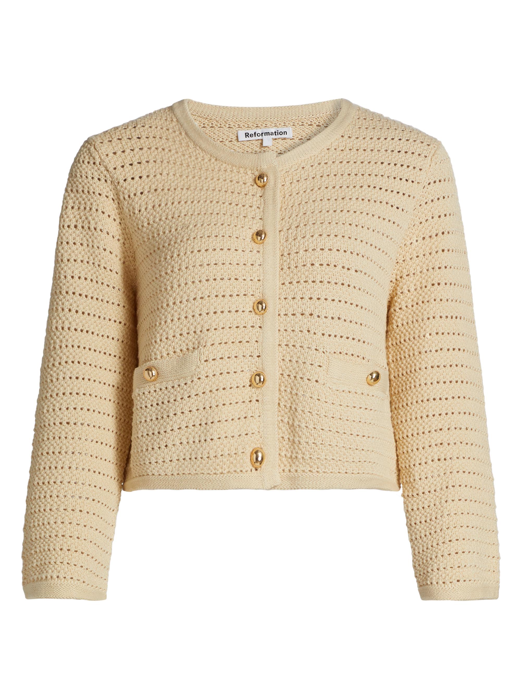 Reformation Women's Charlotte Cotton Pointelle Cardigan - Birch