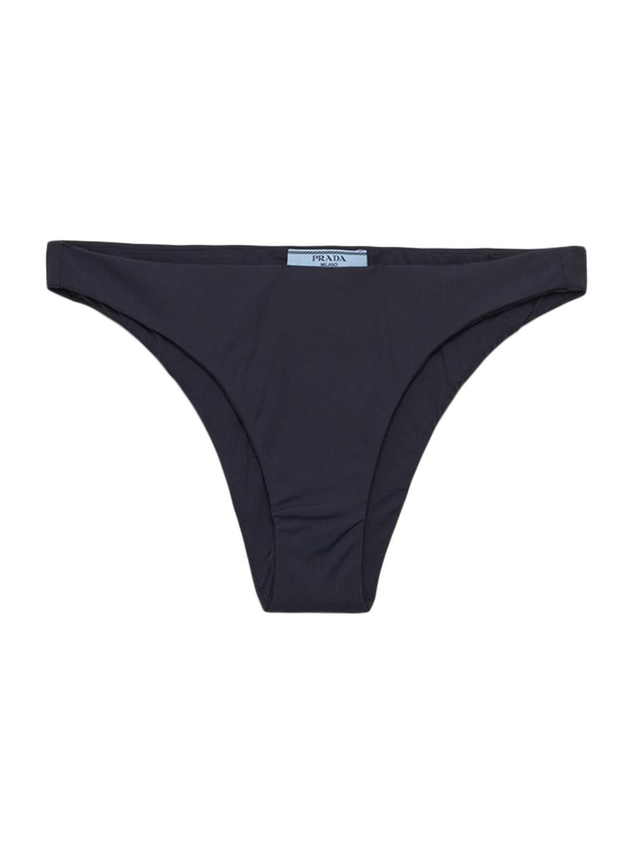 Prada Women's Ribbed Knit Bikini Bottom In Blue