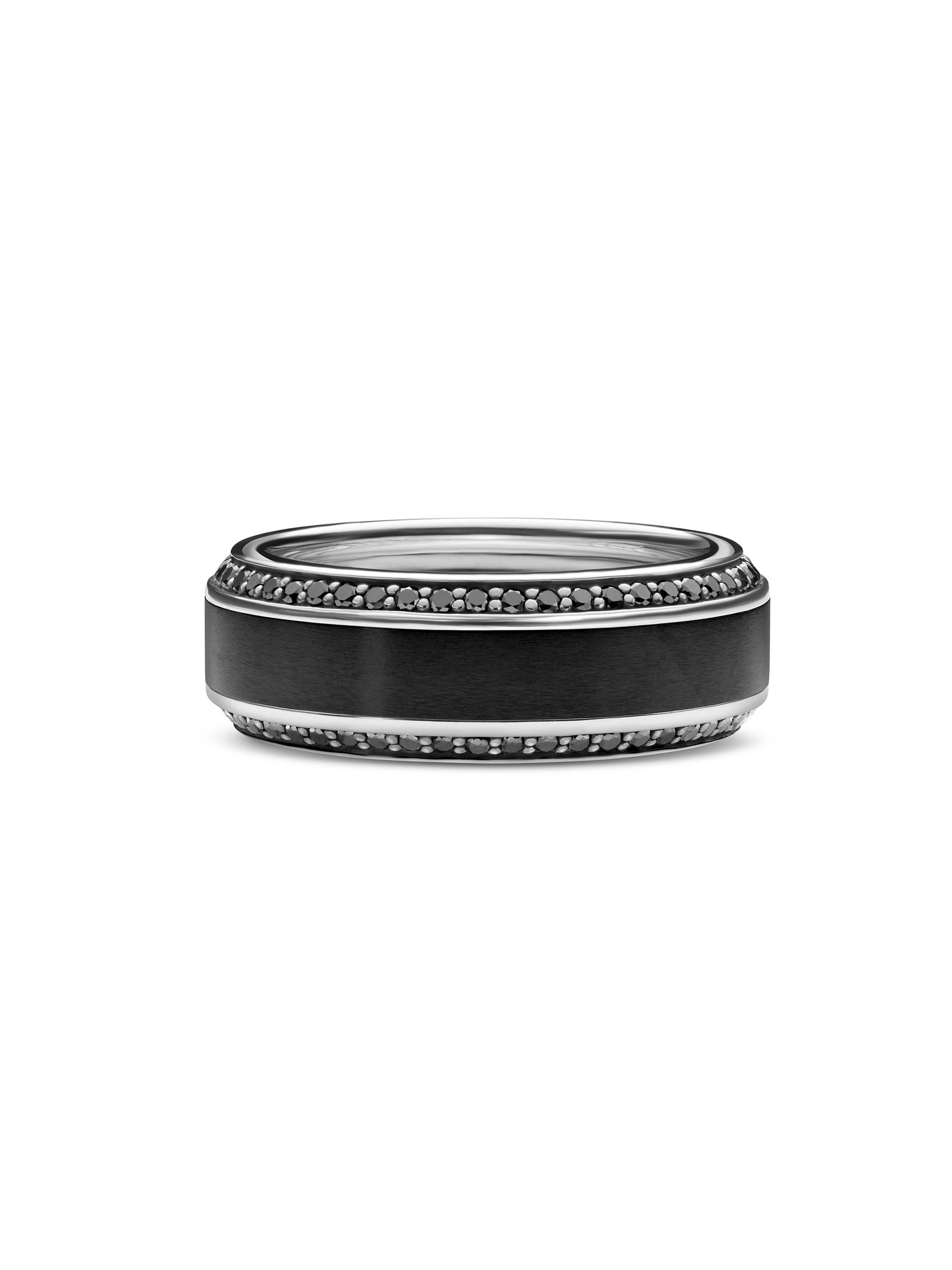 David Yurman Men's Beveled Band Ring in Titanium - Black Diamond