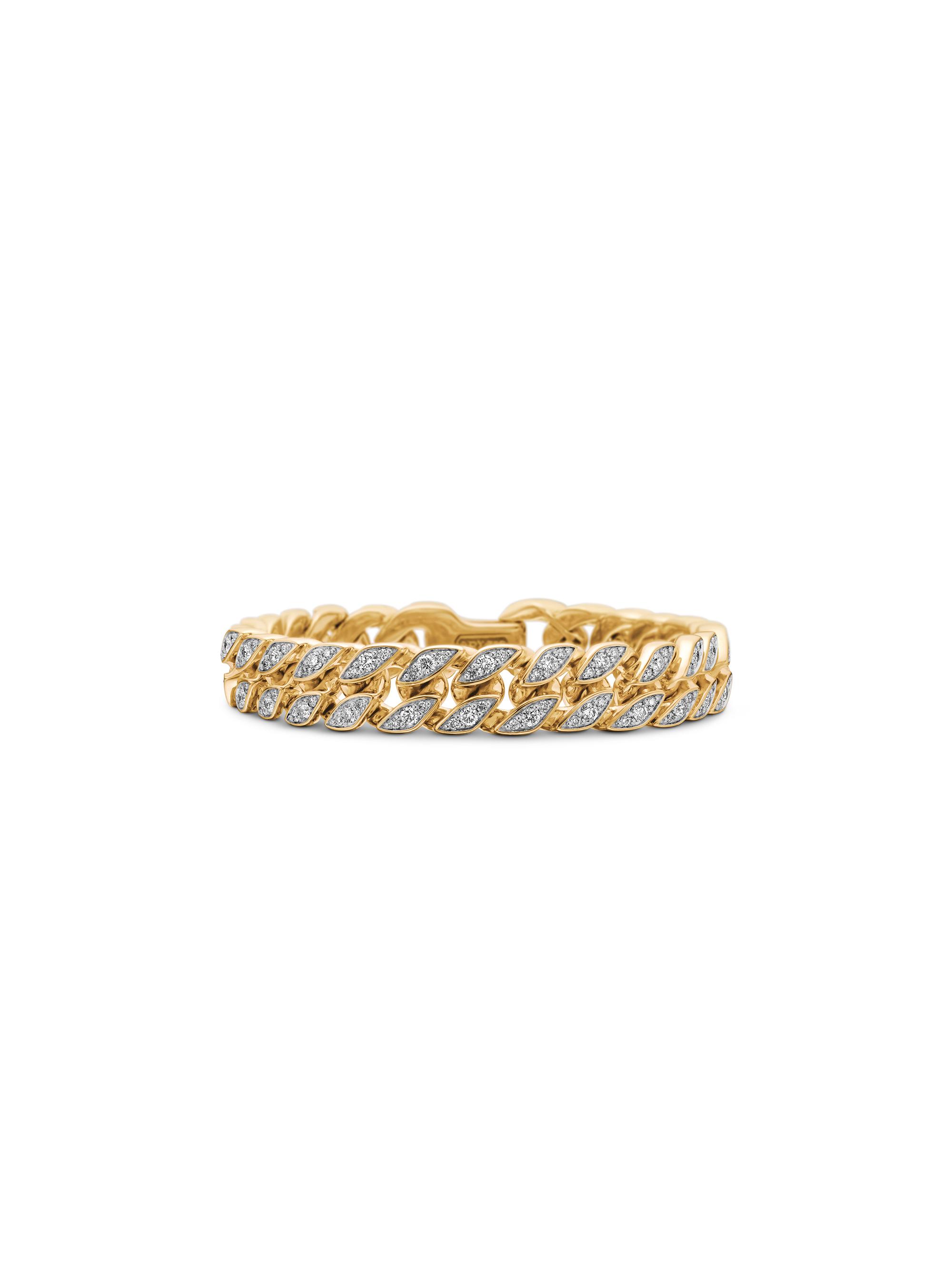 David Yurman Men's Curb Chain Bracelet in 18K Yellow Gold - Diamond