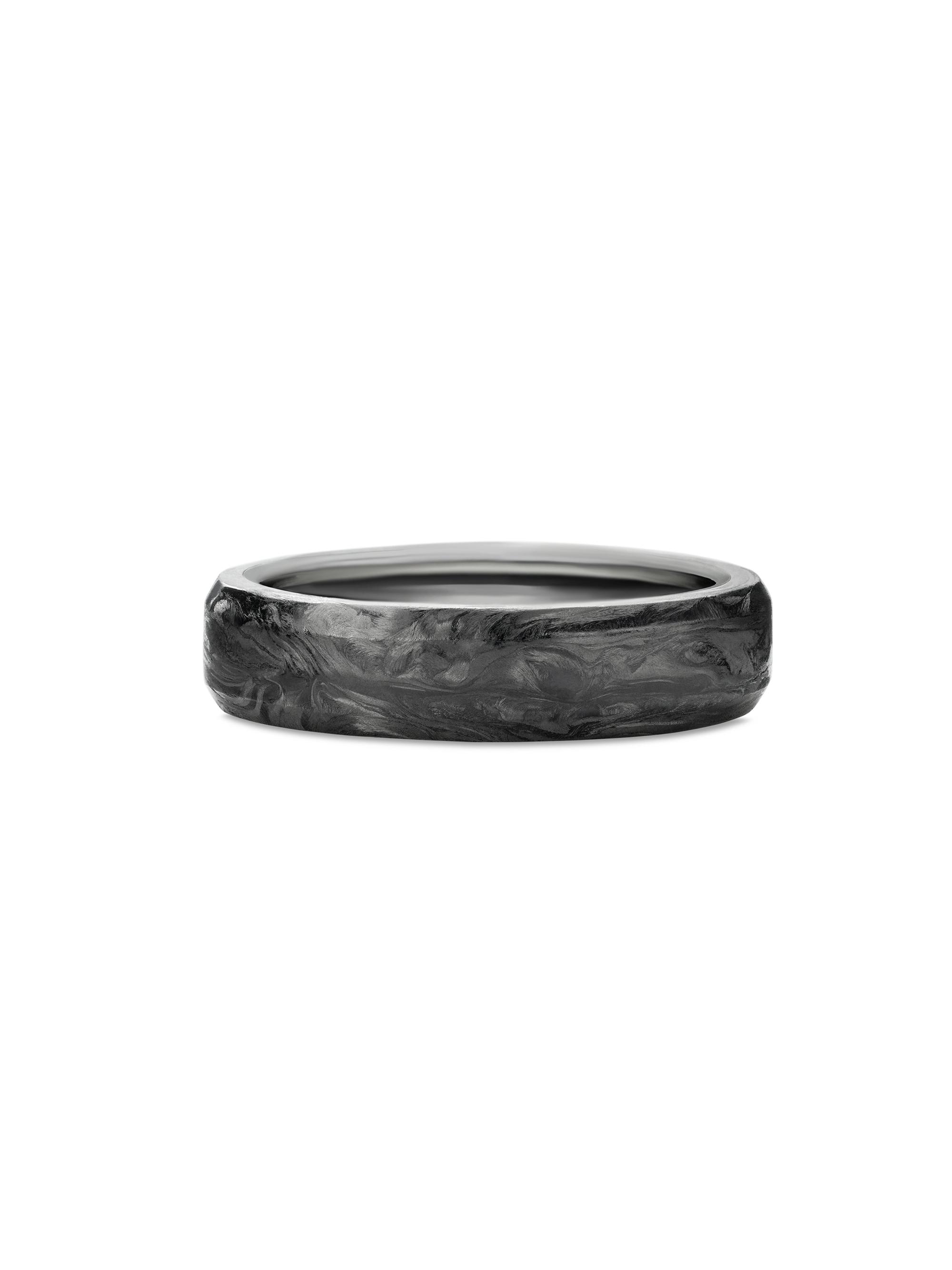 David Yurman Men's Beveled Band Ring in Sterling Silver - Forged Carbon