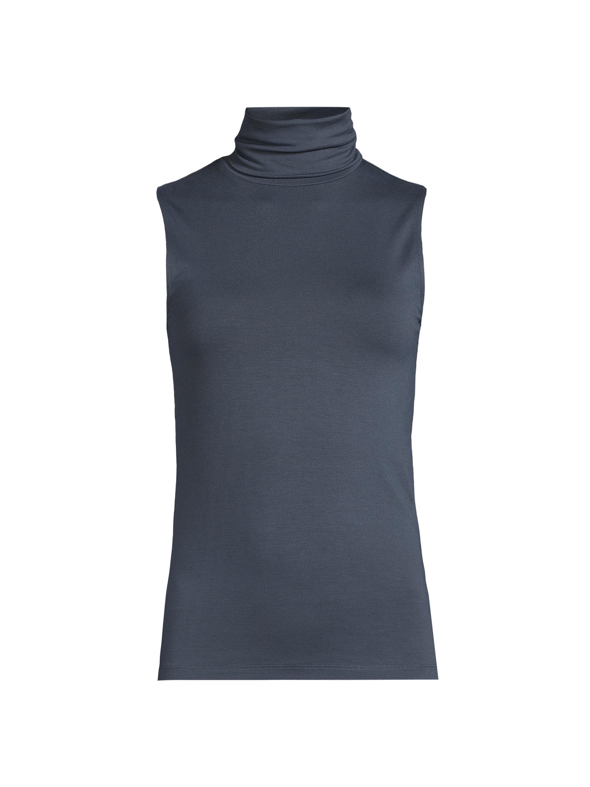 Majestic Filatures Women's Soft Touch Sleeeveless Turtleneck - Encre