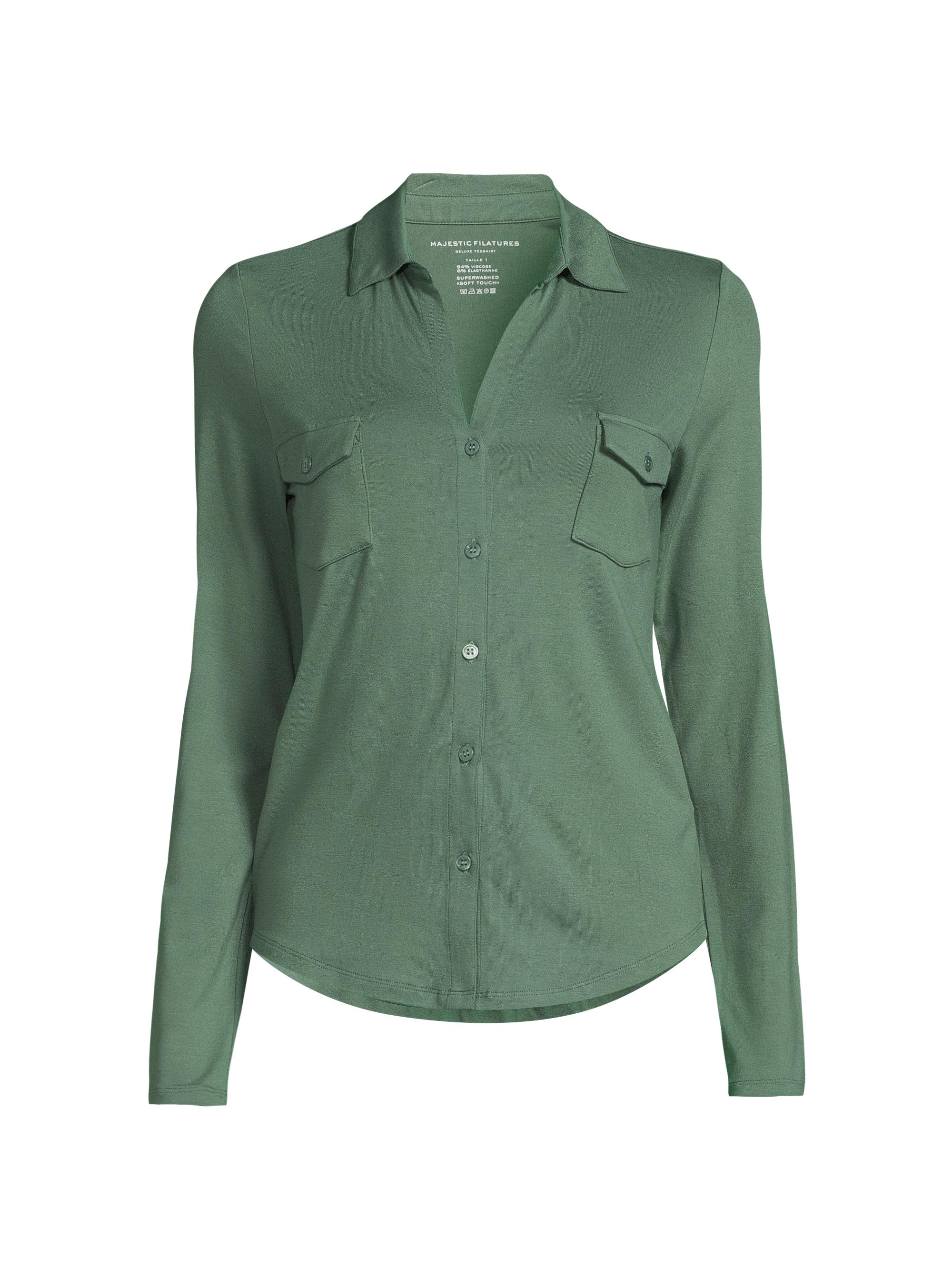 Majestic Filatures Women's Soft Touch Pocket Shirt - Malachite