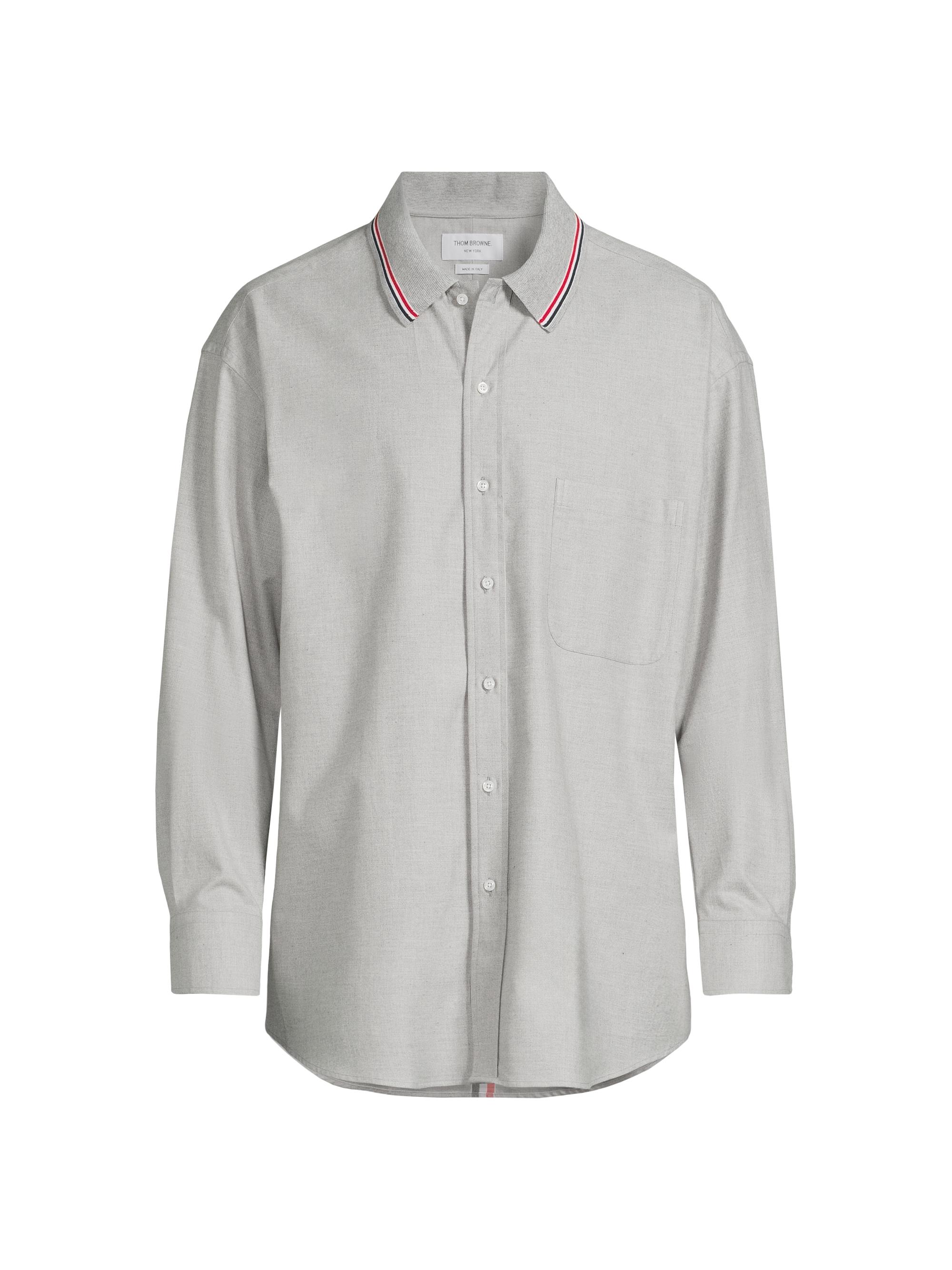 Thom Browne Men's Oversized Knit Collar Shirt - Medium Grey
