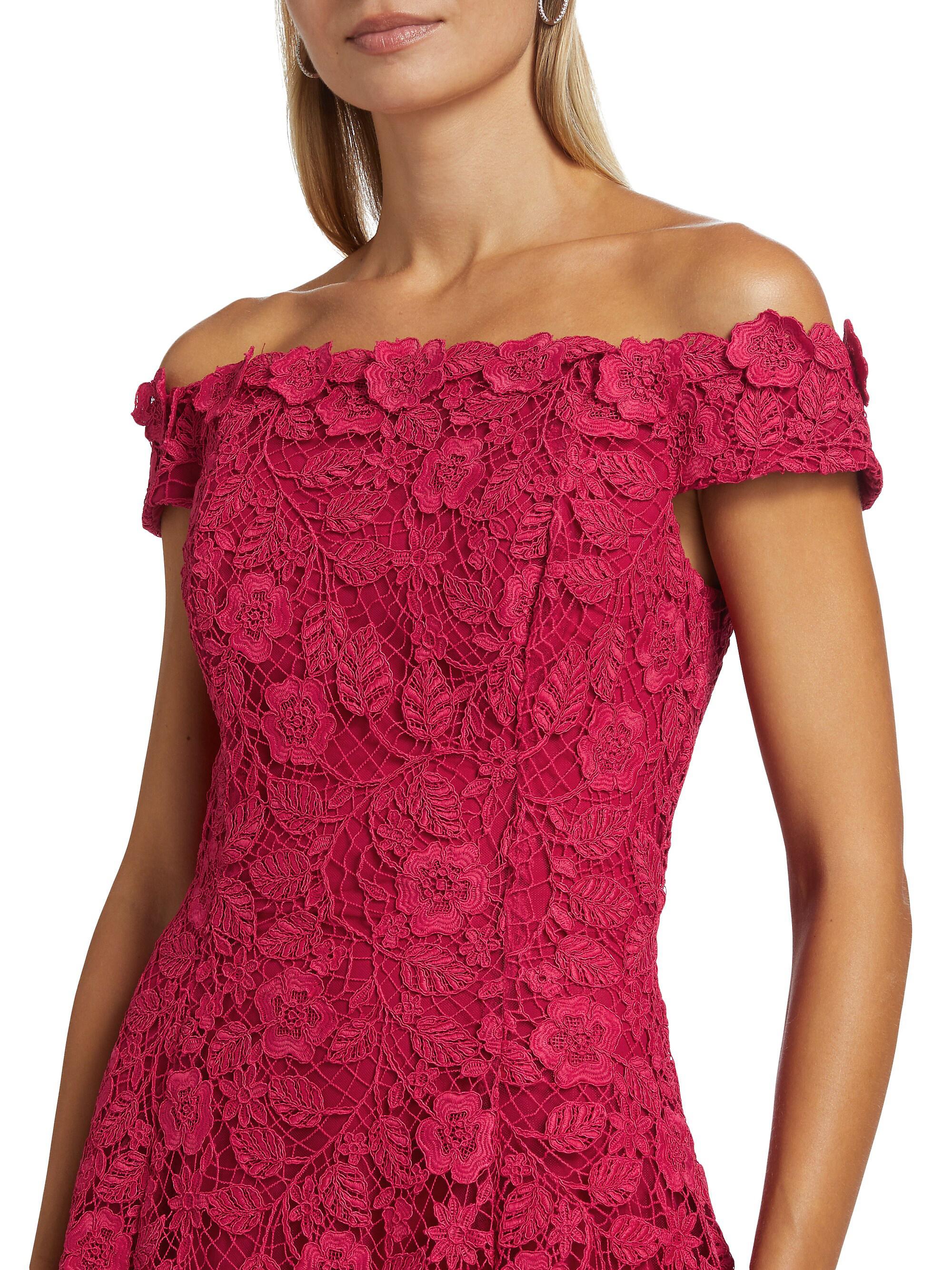 Floral Lace Off-the-Shoulder Cocktail Dress